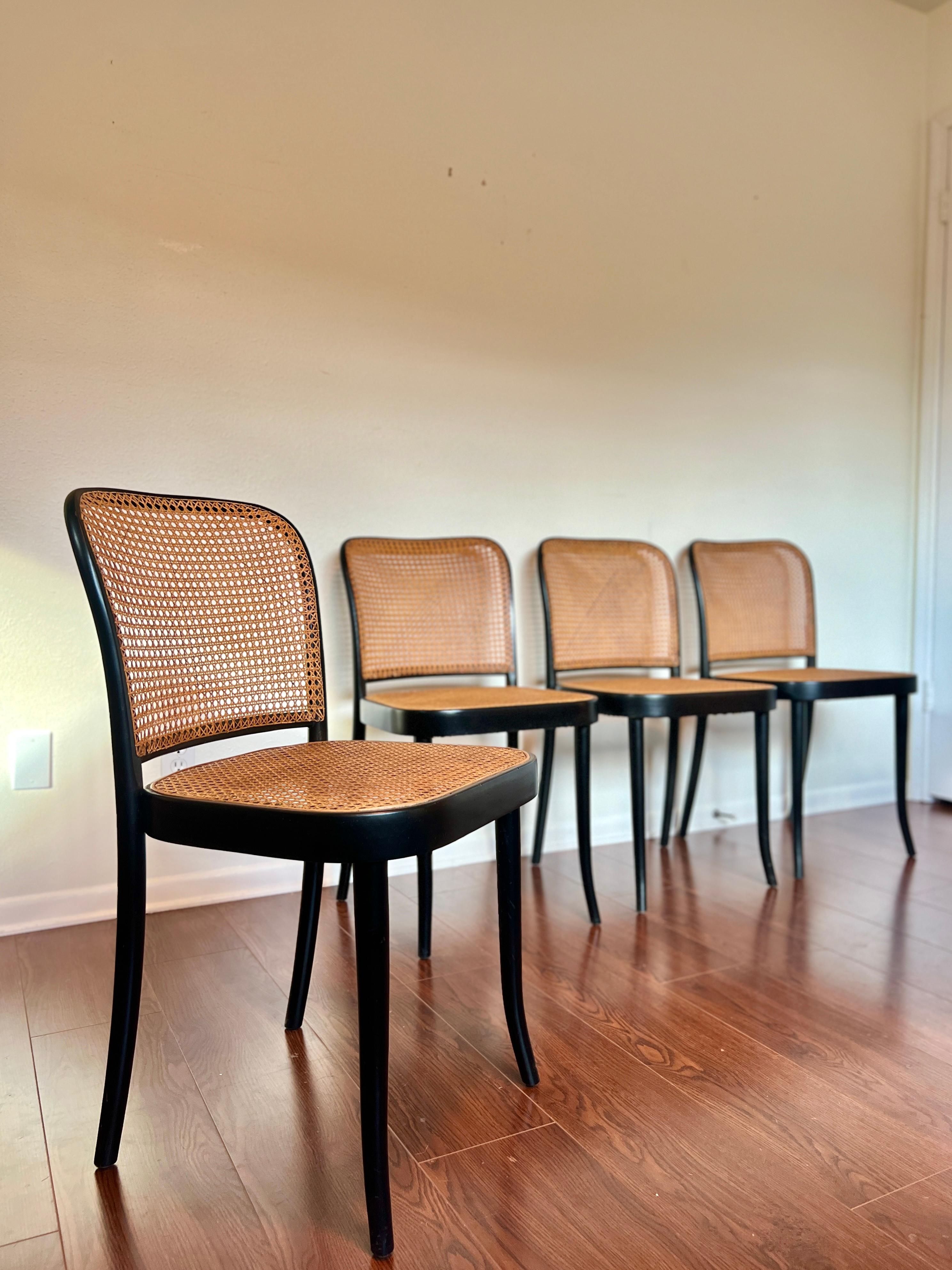 A set of of 4 original chairs by Josef Hoffmann for Thonet, circa 1960s 12