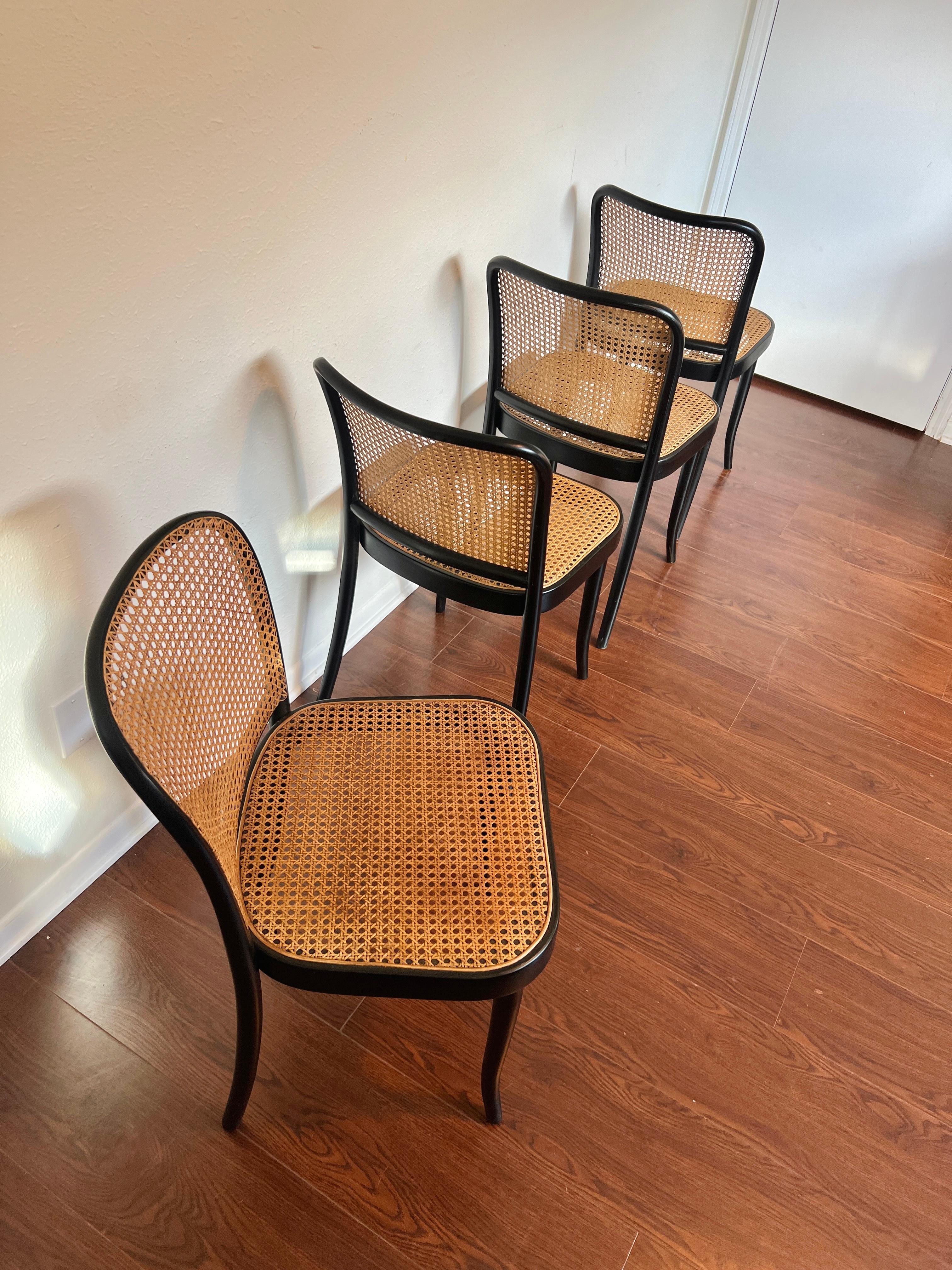 Mid-Century Modern A set of of 4 original chairs by Josef Hoffmann for Thonet, circa 1960s