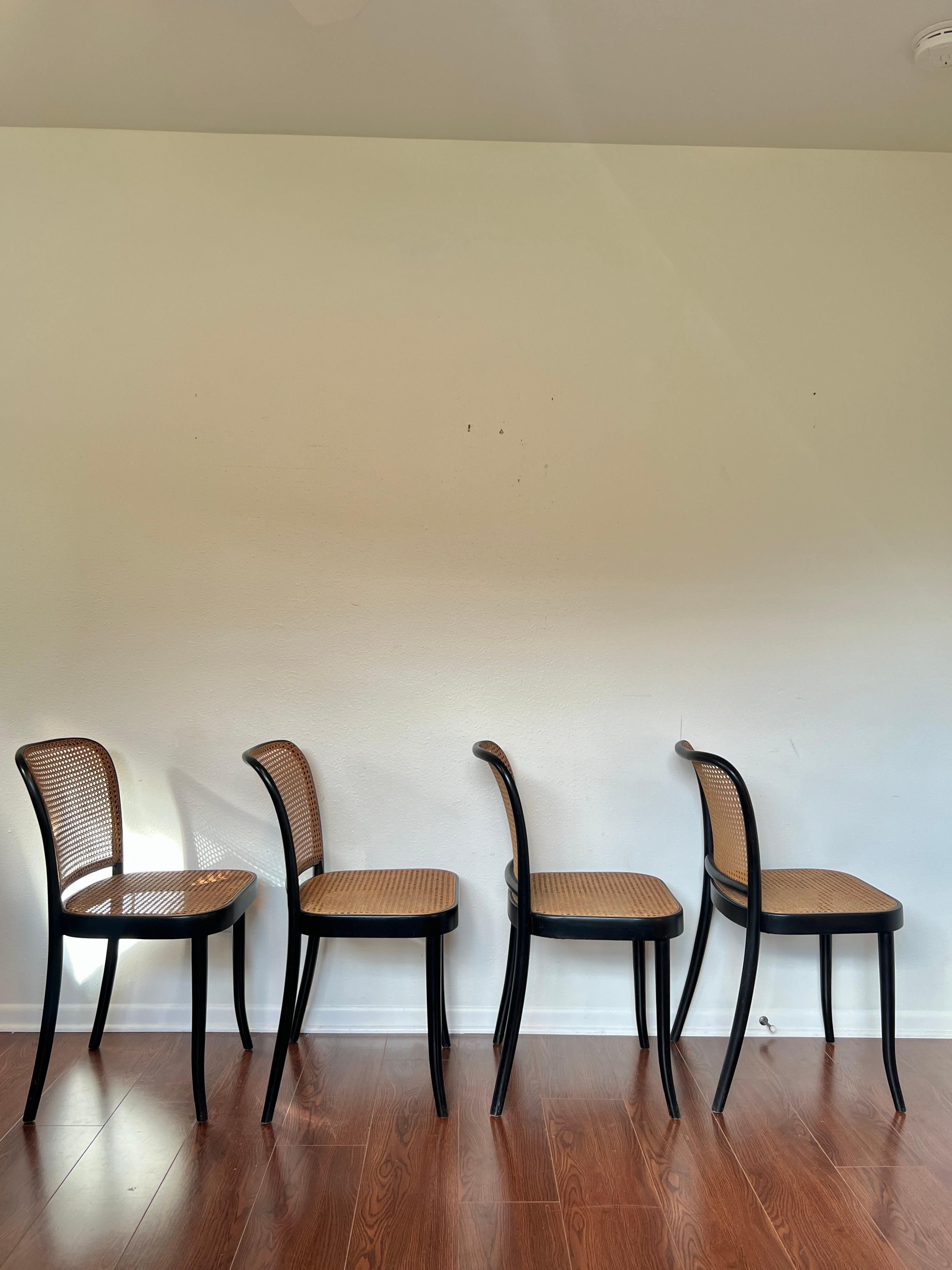 European A set of of 4 original chairs by Josef Hoffmann for Thonet, circa 1960s
