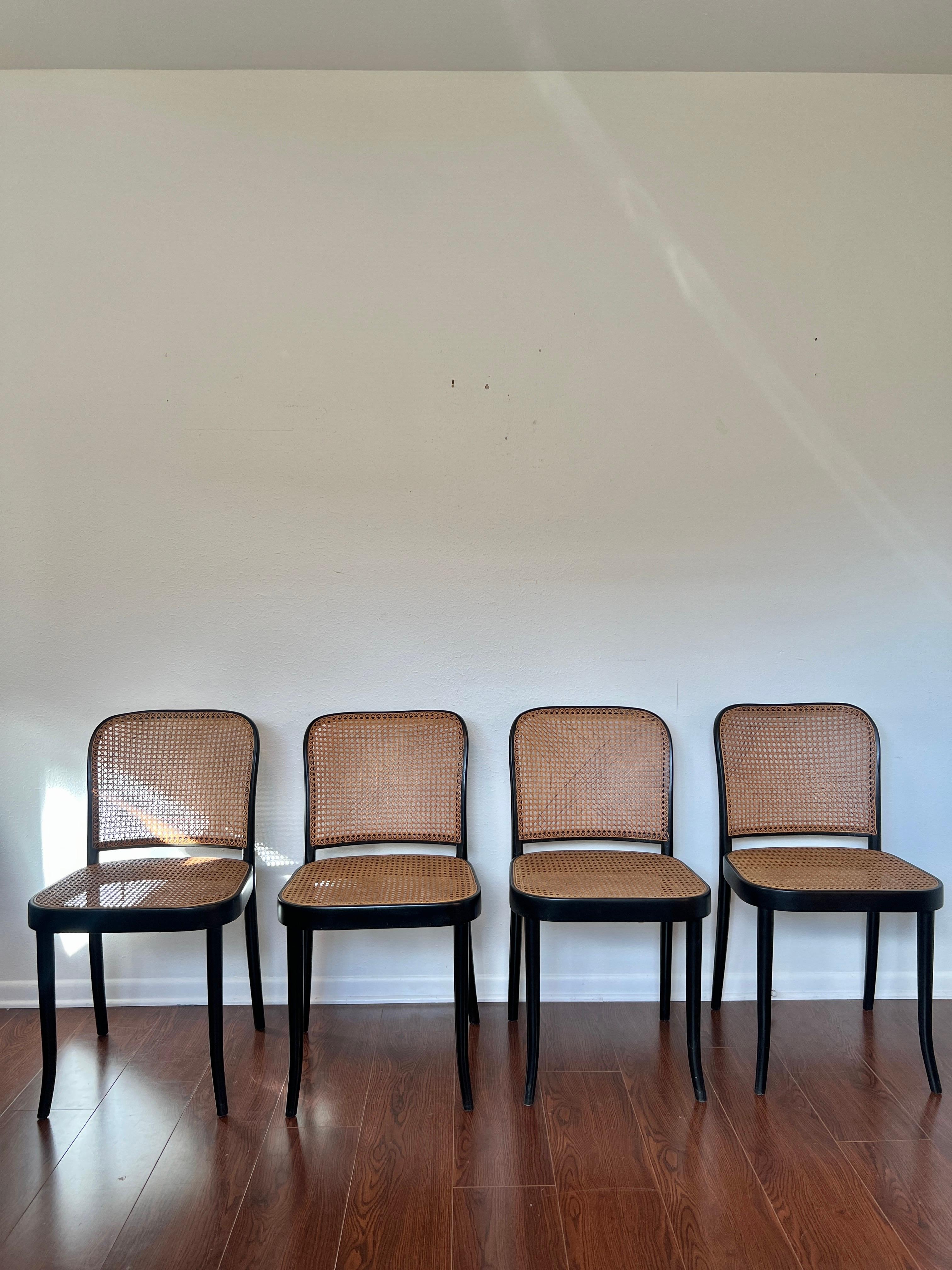 A set of of 4 original chairs by Josef Hoffmann for Thonet, circa 1960s In Good Condition In Houston, TX