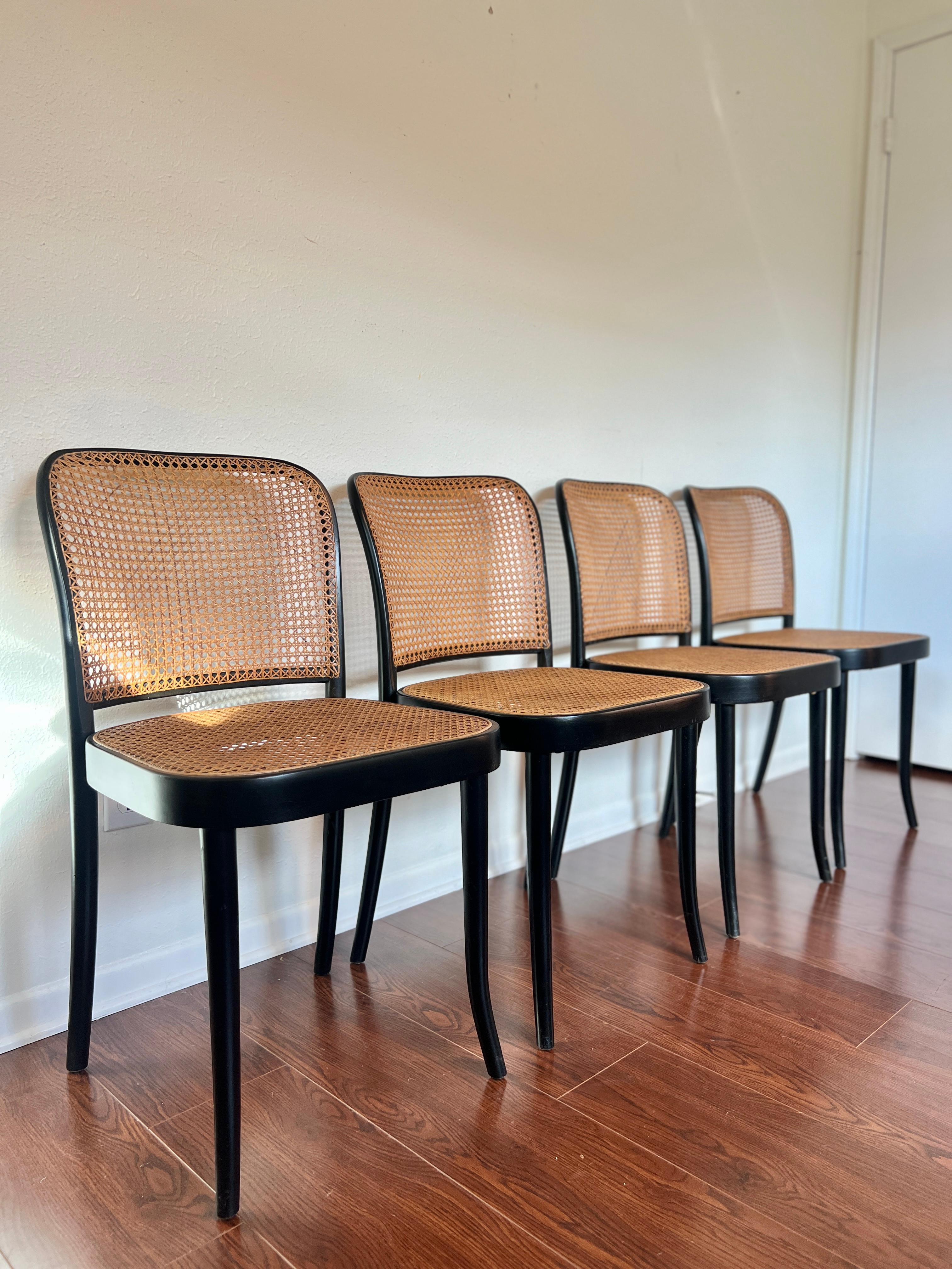 Mid-20th Century A set of of 4 original chairs by Josef Hoffmann for Thonet, circa 1960s