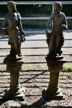 A Set of Old Weathered Classical Statues of the 4 Seasons