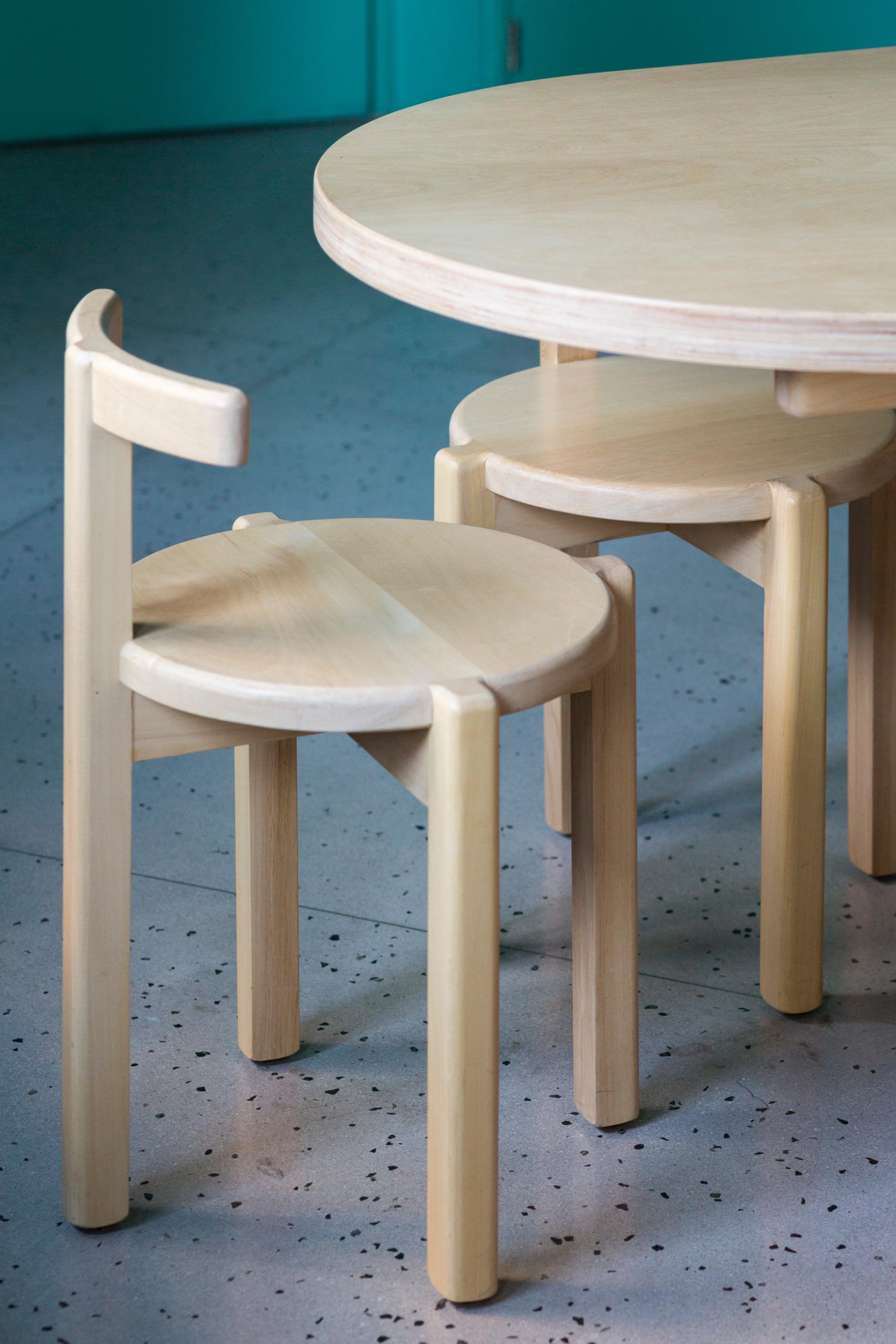 Modern Set of Orno Round Dining Table & 2 Chairs by Ries
