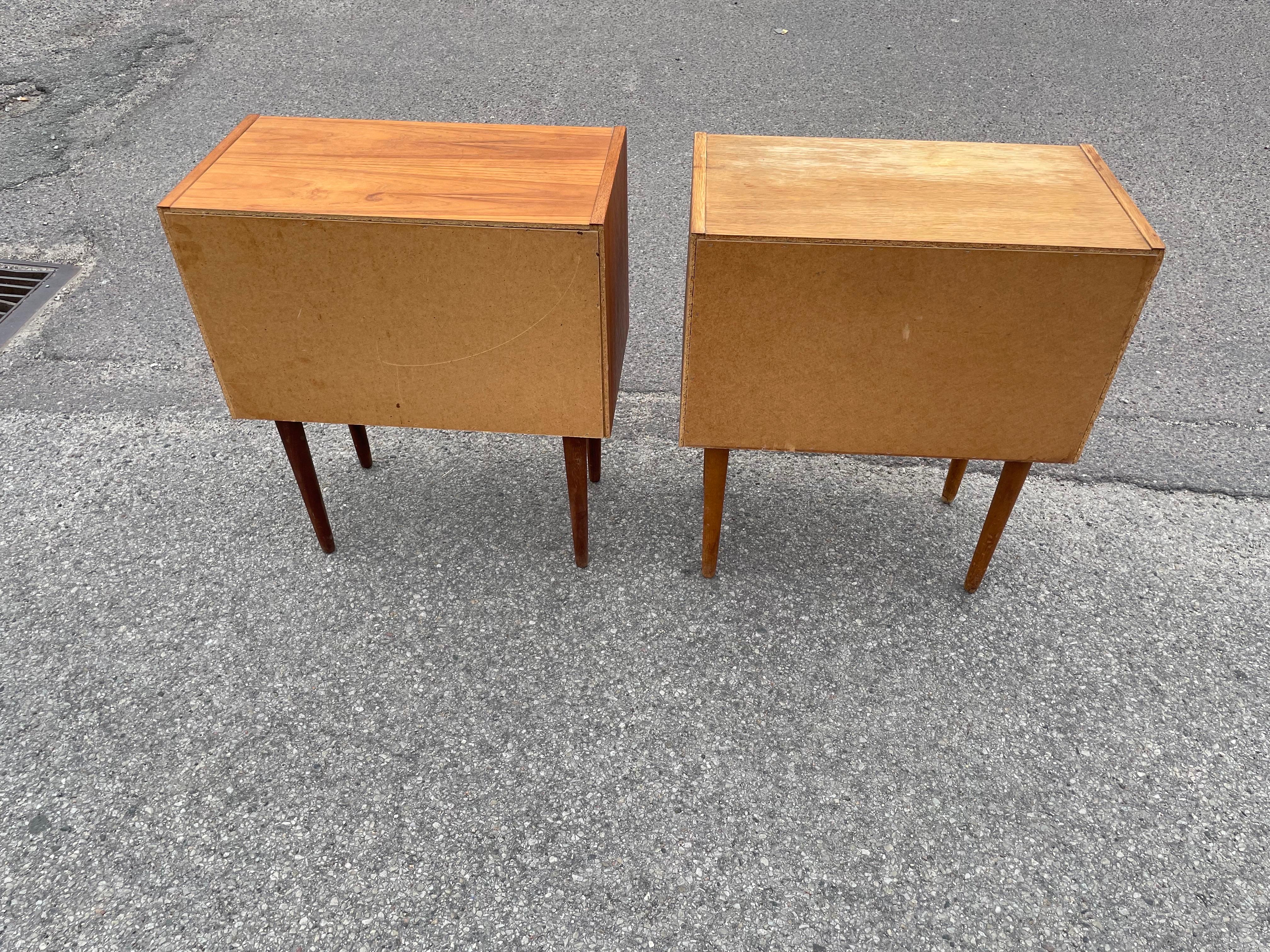 Mid-Century Modern A set of patinated 1970´s dressers, useable as nightstands, teak and oak For Sale