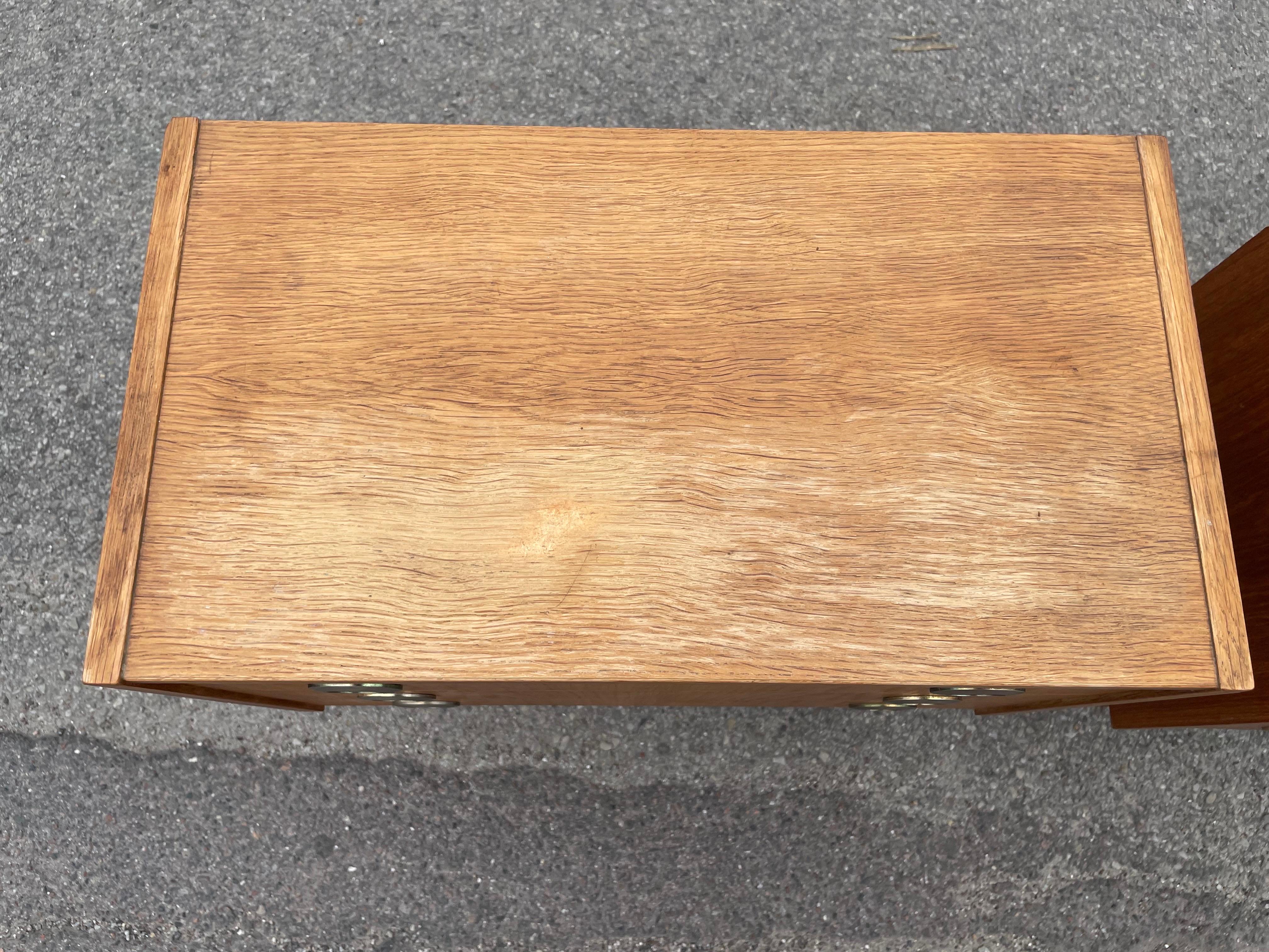 A set of patinated 1970´s dressers, useable as nightstands, teak and oak In Fair Condition For Sale In Copenhagen, DK