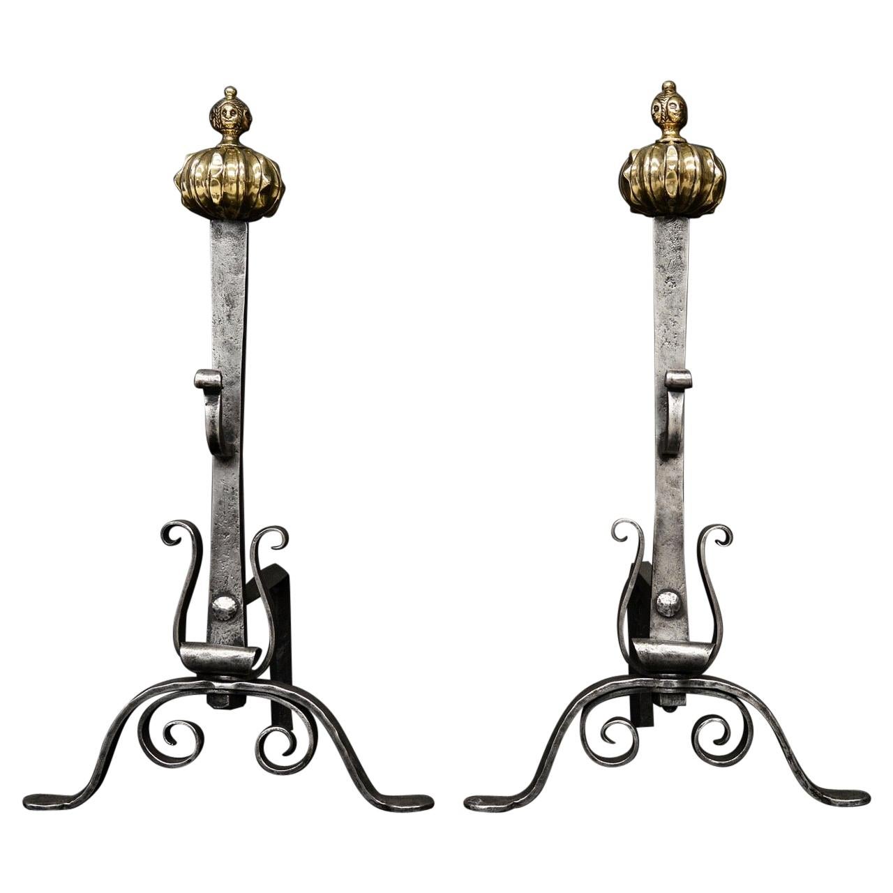 Set of Polished Andirons