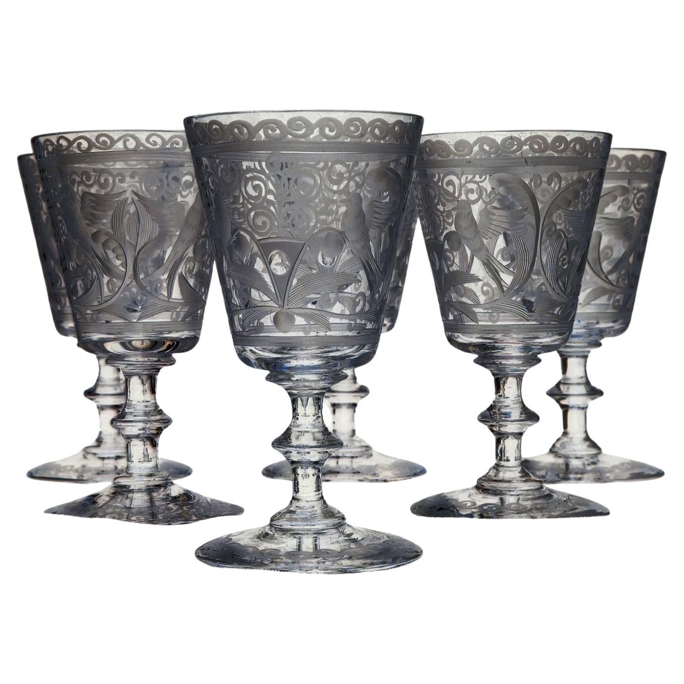 Un set di bicchieri da porto, incisi e incidibili, Lobmeyr C1880 in vendita
