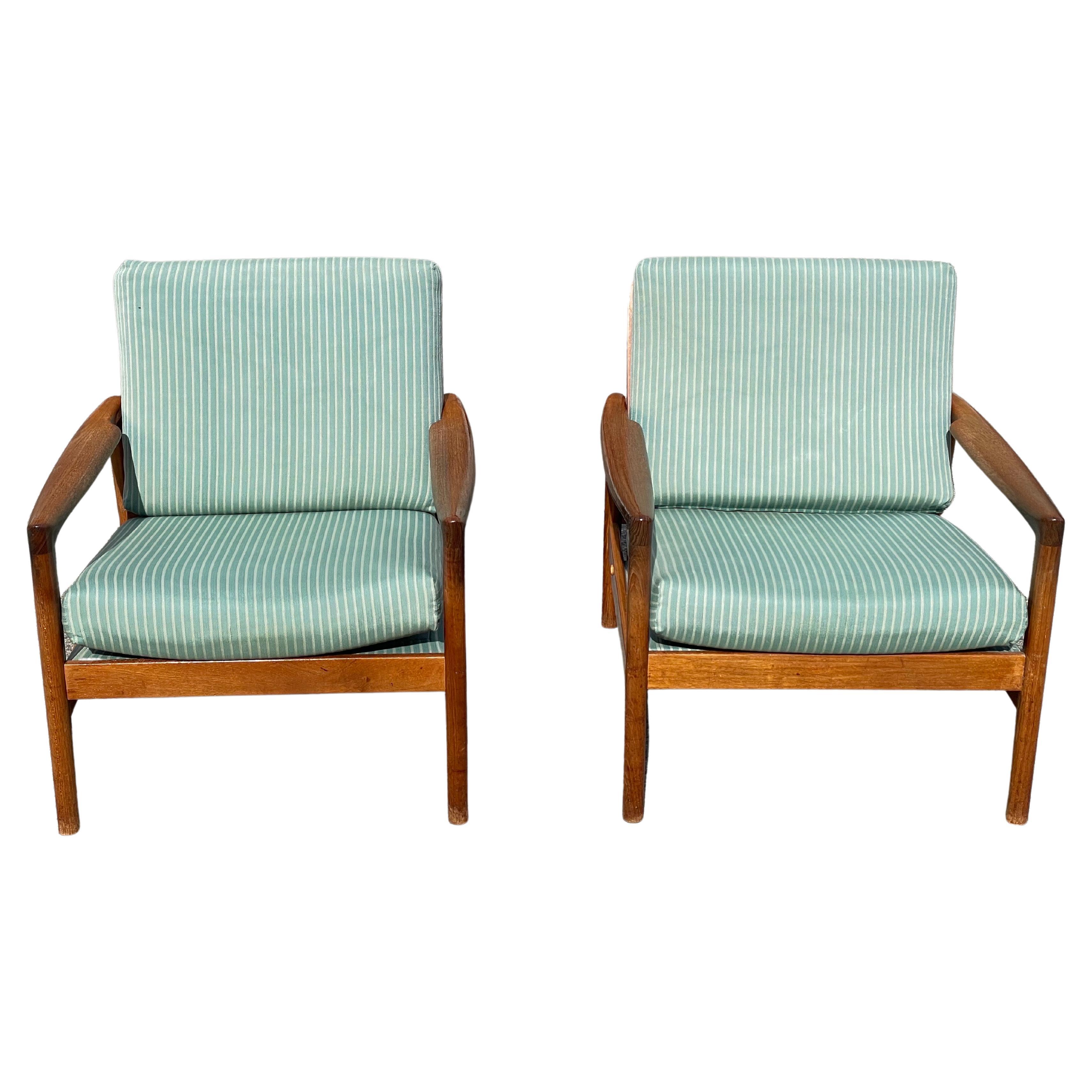 Set of Rare Seen Hans Olsen Teak Chairs by Juul Kristensen from the 1960s For Sale