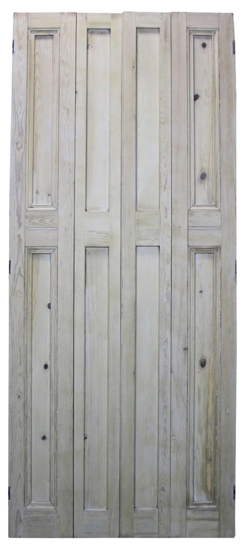 A set of salvaged pine window shutters
 
Additional Dimensions:
 
Width 112-115 cm (sides cut to an angle).