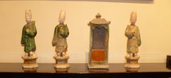 Set of Refine Ming Dynasty Green Glazed Attendants and a Sedan Chair
