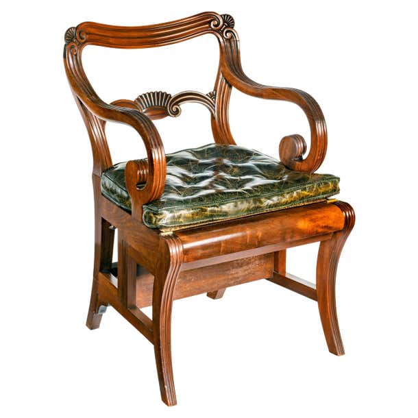 Metamorphic Leather Library Set of Regency Mahogany Metamorphic Library Steps For Sale at 1stDibs