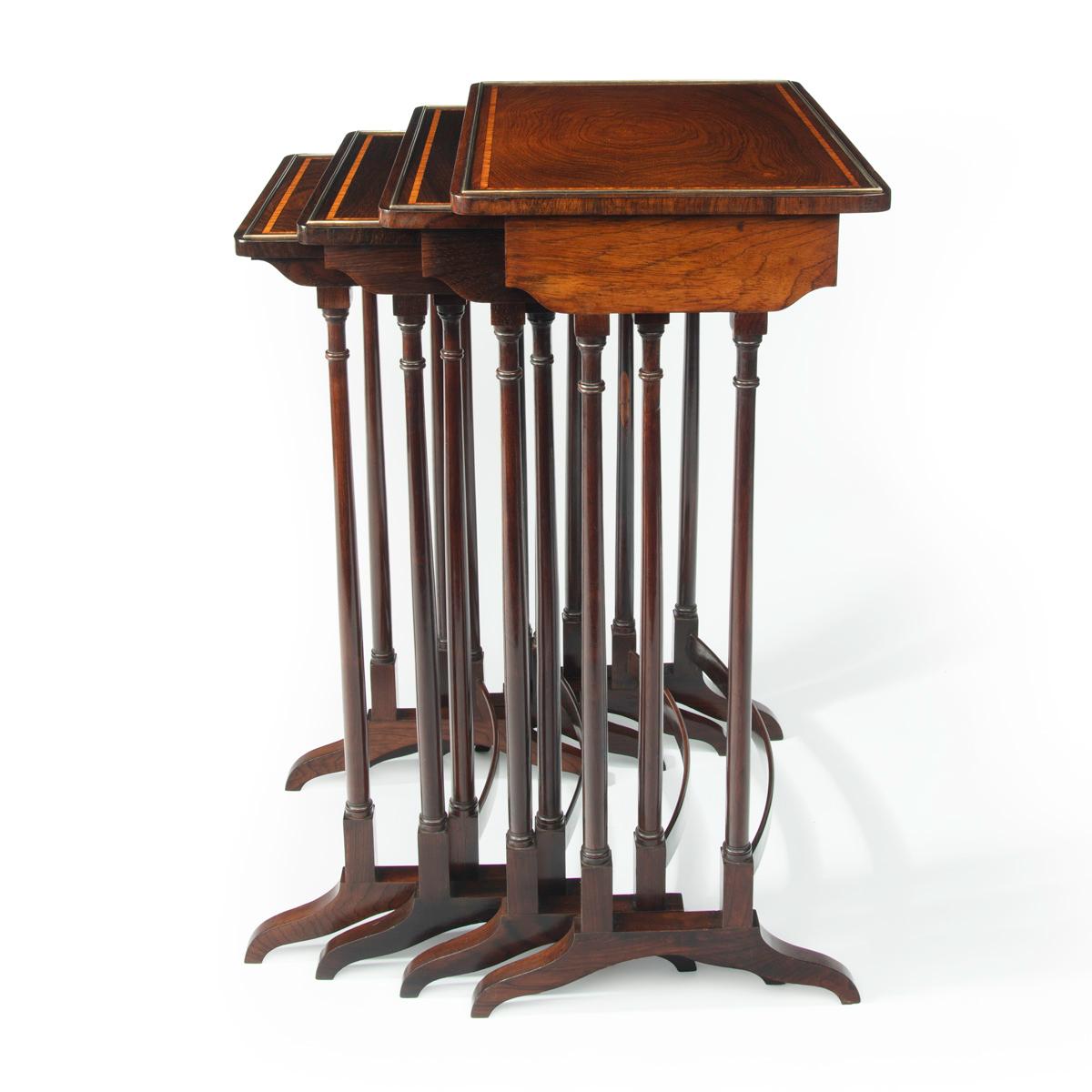 A set of Regency rosewood Quartetto tables, attributed to Gillows For Sale 4