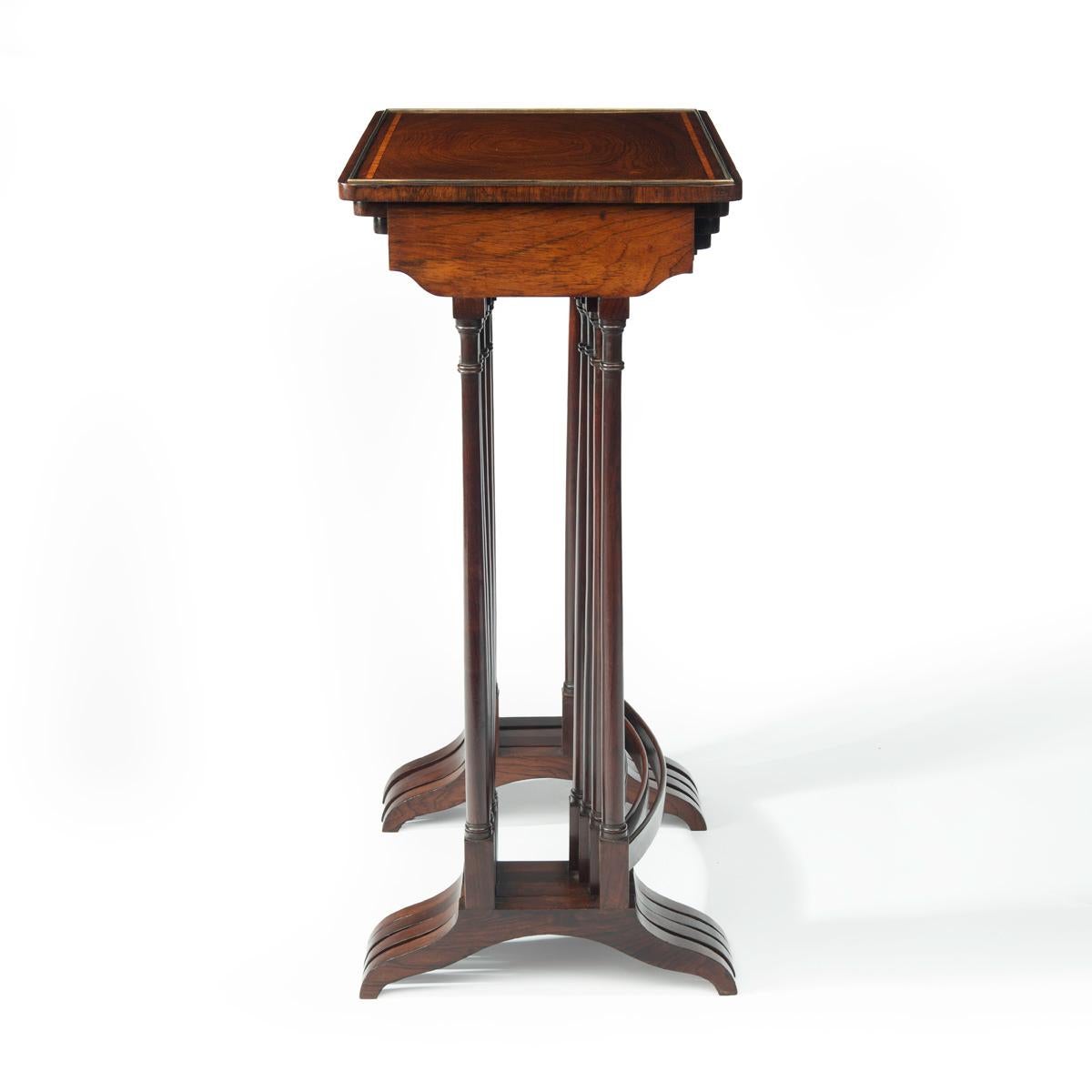 A set of Regency rosewood Quartetto tables, attributed to Gillows For Sale 5