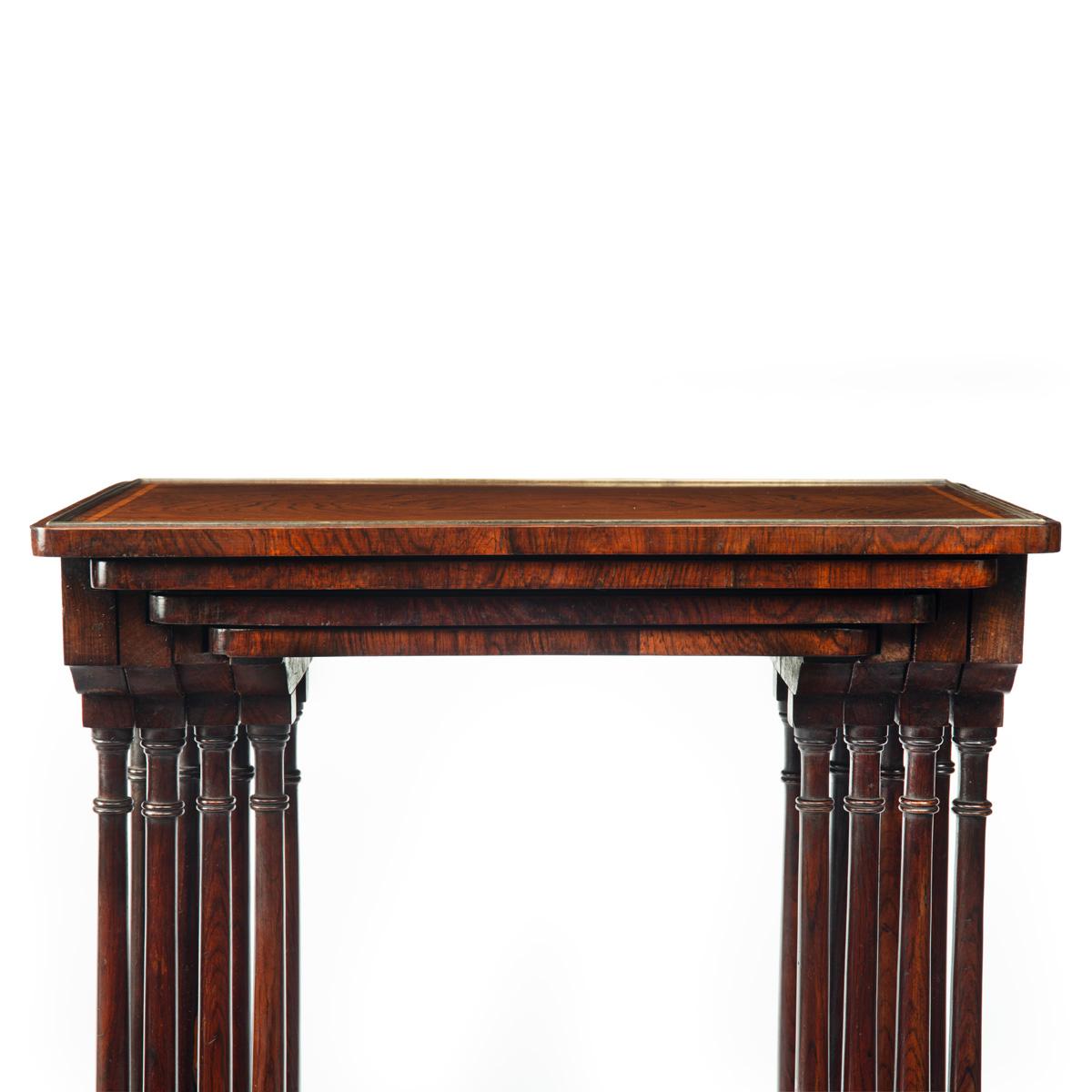 A set of Regency rosewood Quartetto tables, attributed to Gillows For Sale 7