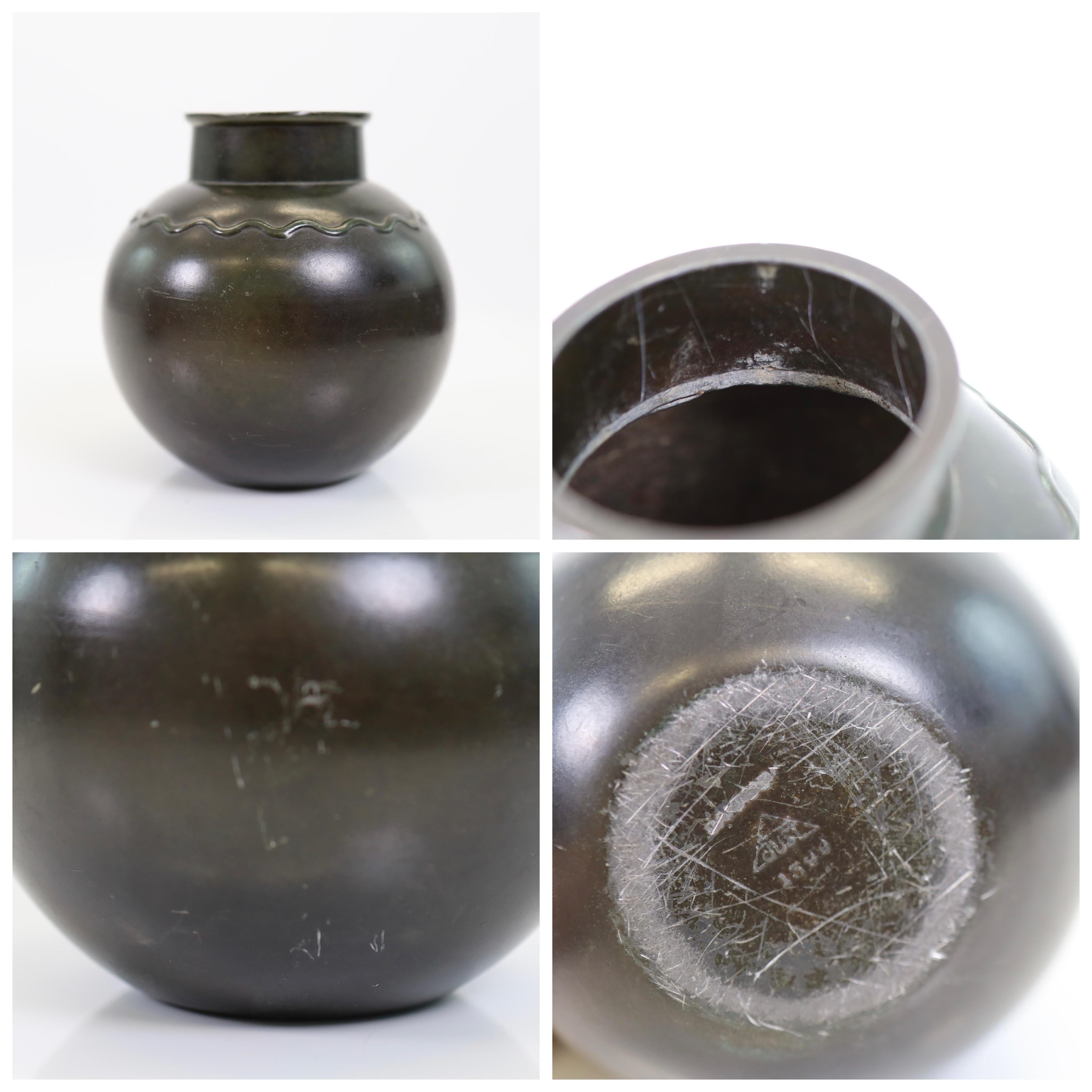A set of round metal vases by Just Andersen, 1930s, Denmark For Sale 6