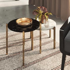 Set of Round Table, Design Style, Round Side Table with Coated Metal Legs