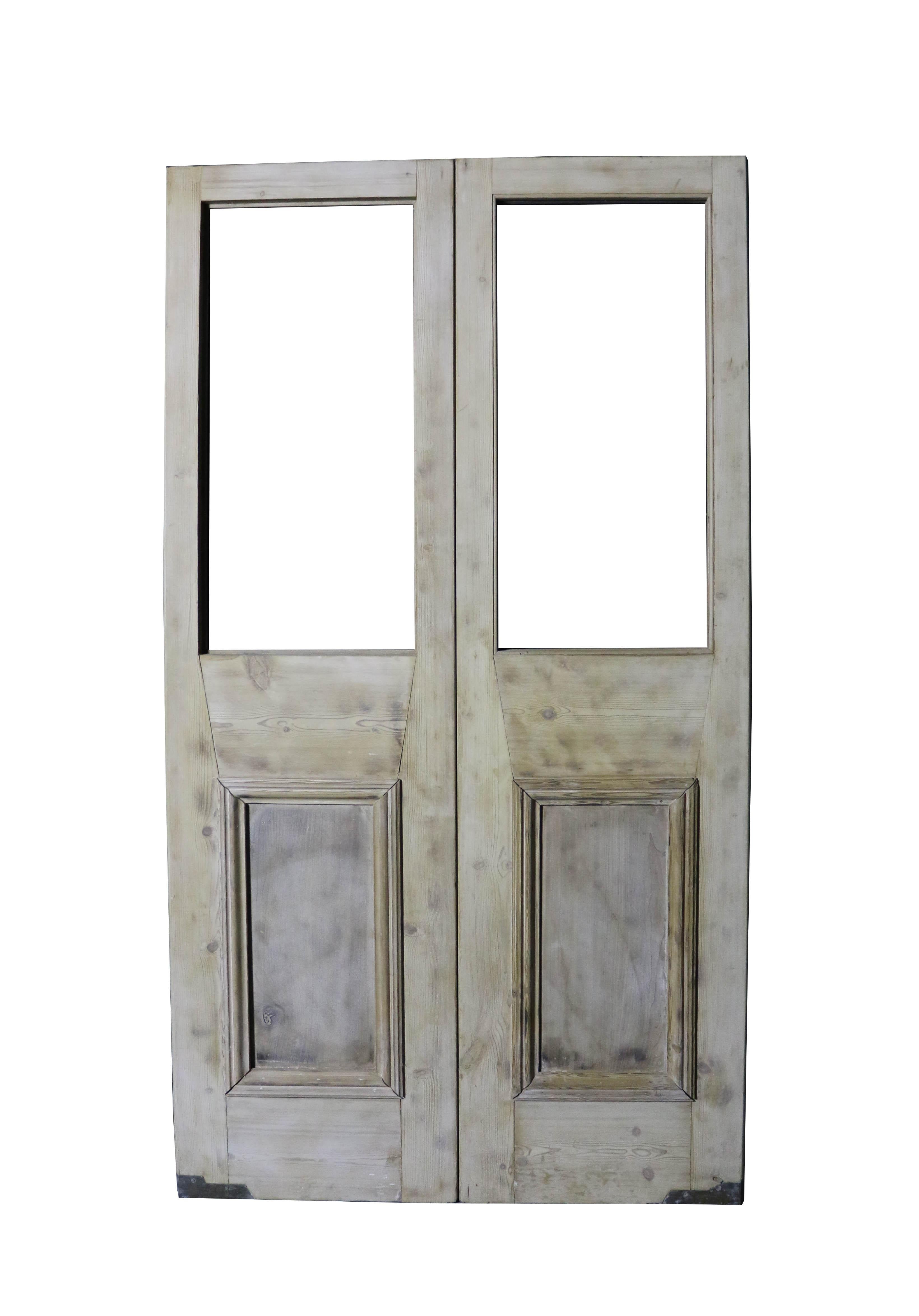 19th Century Set of Salvaged Pine Double Doors For Sale
