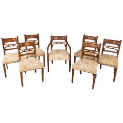 Set of Seven Regency Period Mahogany Framed Chairs