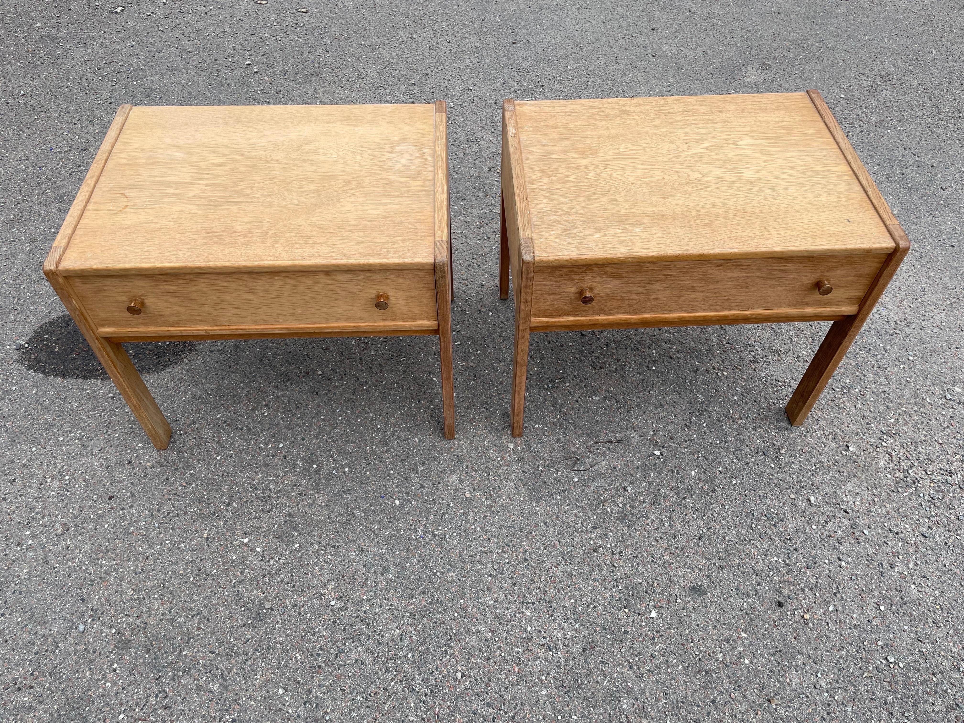 A beautiful yet simple set of danish oak nightstands. Raw, unique and modern in their form and functionality.