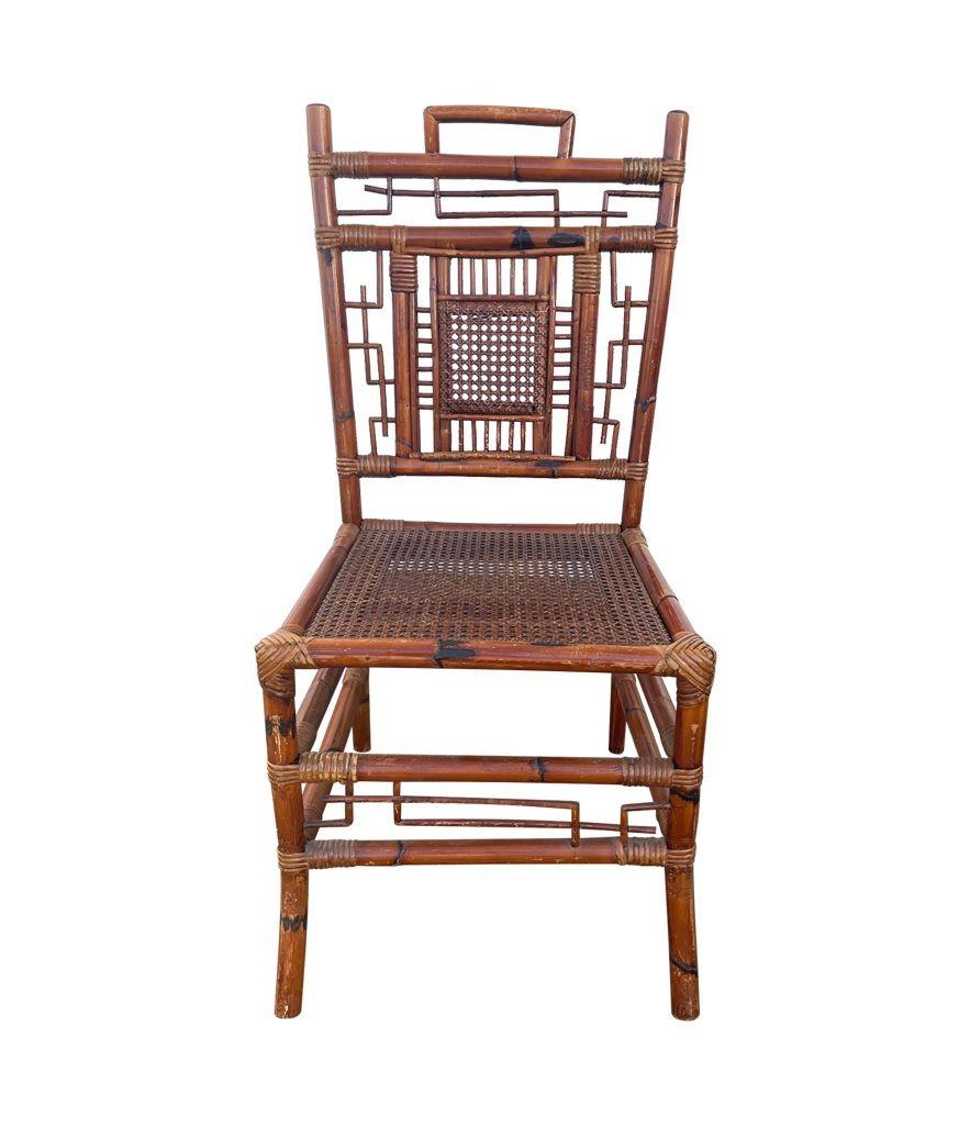 Set of Six 1920s Chinoiserie French Bamboo Dining Chairs 1