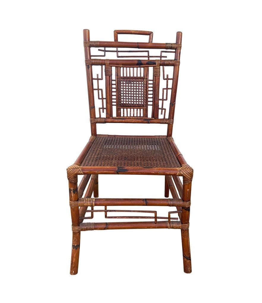 Set of Six 1920s Chinoiserie French Bamboo Dining Chairs 3