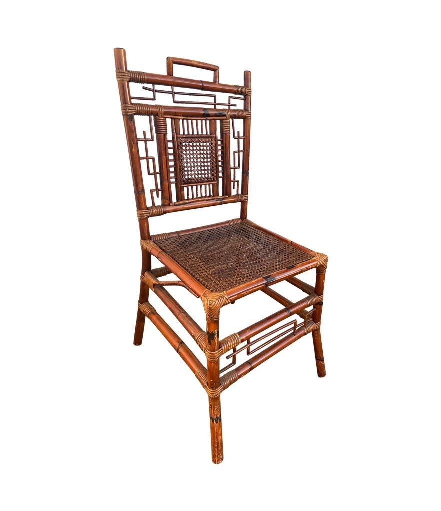 Set of Six 1920s Chinoiserie French Bamboo Dining Chairs 4