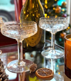 A set of six 1940s Val Saint Lambert "Cordoba" crystal champagne coupes