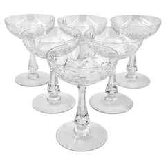 A set of six 1950s Val Saint Lambert "Lubin Annette " crystal champagne coupes