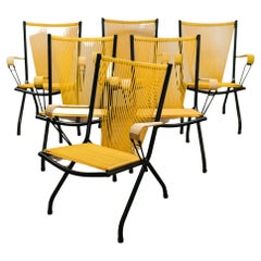 Ensemble de six chaises pliantes Scoubidou des années 1960 
