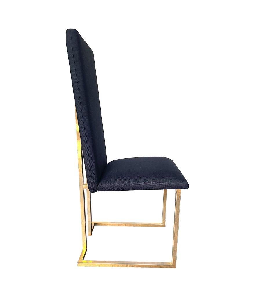 A Set Of Six 1970s Dining Chairs By Willy Rizzo With Black Upholstered Seats 5