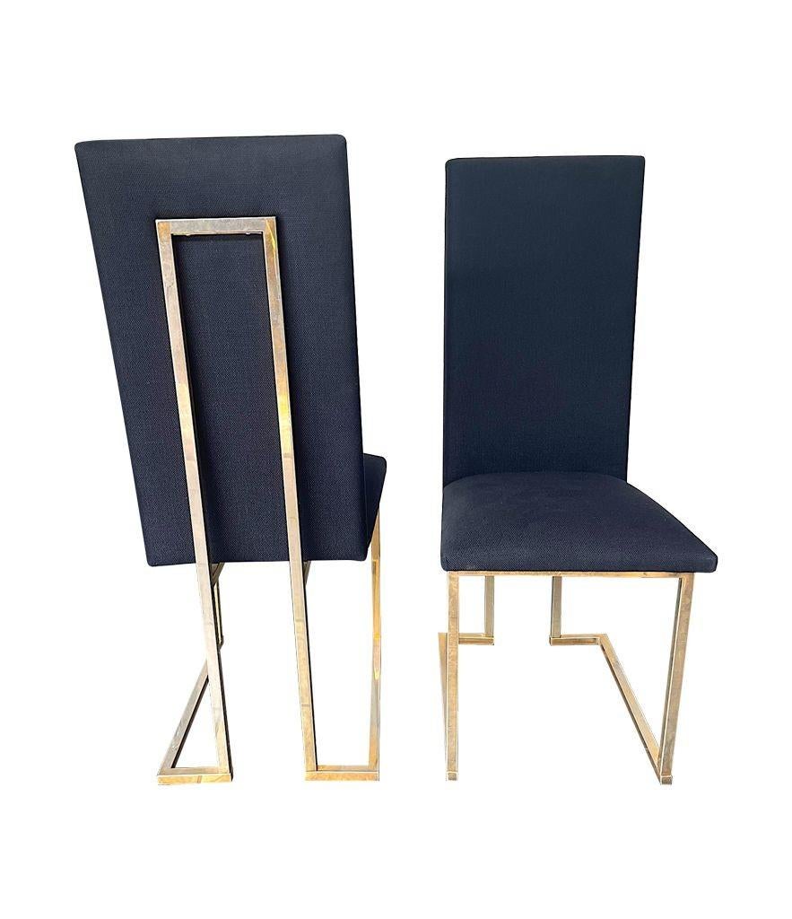 A Set Of Six 1970s Dining Chairs By Willy Rizzo With Black Upholstered Seats 11