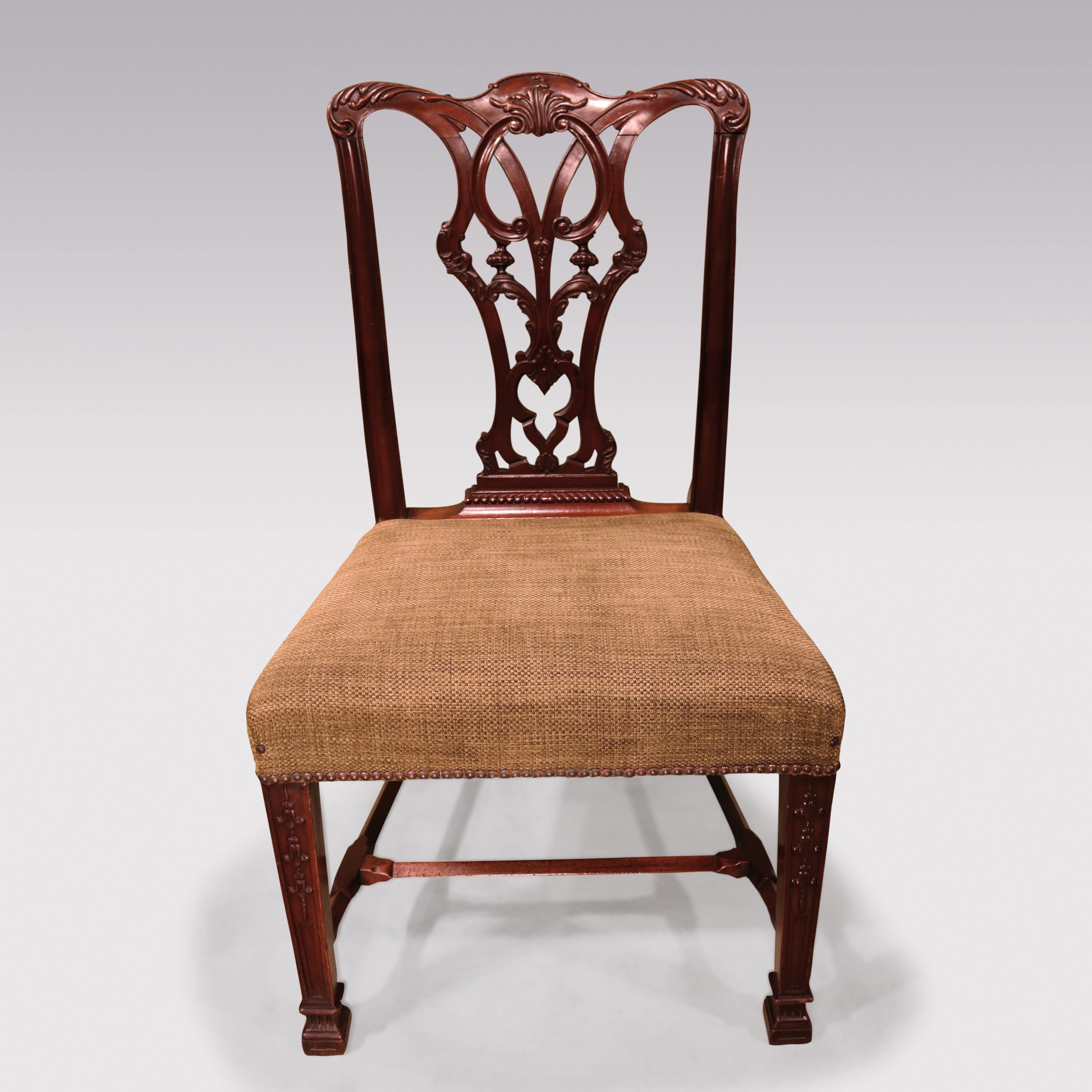 English Set of Six 19th Century Chippendale Style Single Mahogany Chairs For Sale