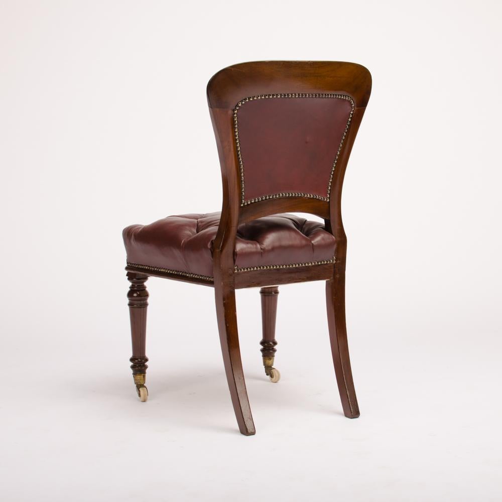 Set of Six 19th Century Irish Walnut and Leather Dining Chairs 1
