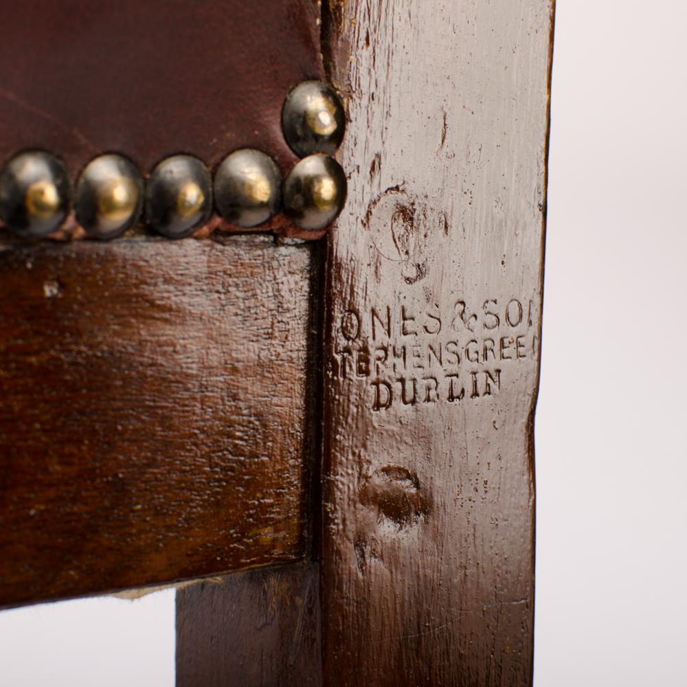 Set of Six 19th Century Irish Walnut and Leather Dining Chairs 2