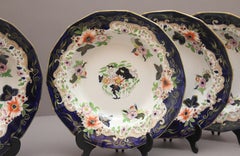A set of six 19th Century masons ironstone soup bowls