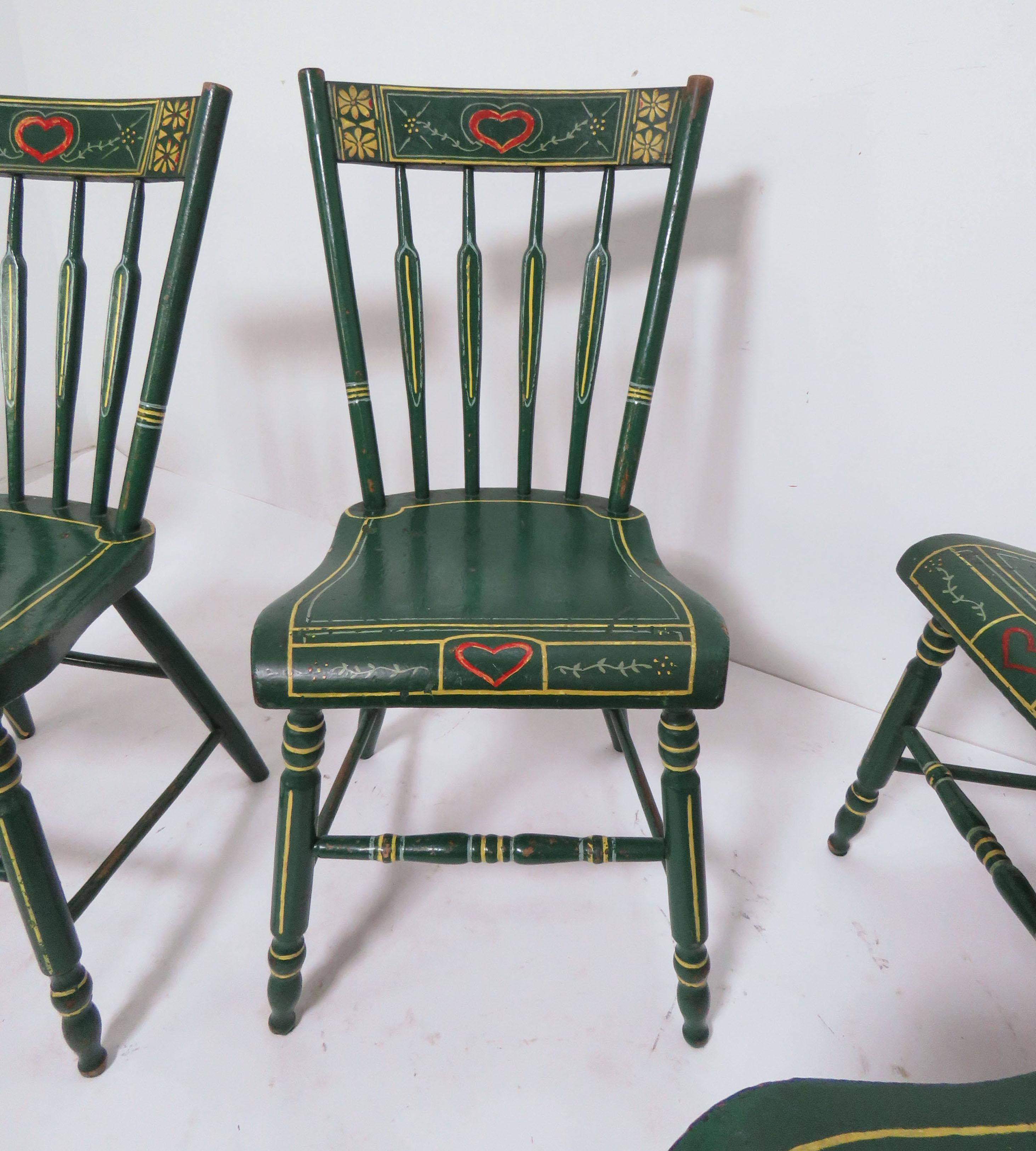 Set of Six 19th Century Pennsylvania Folk Art Painted Windsor Chairs 5