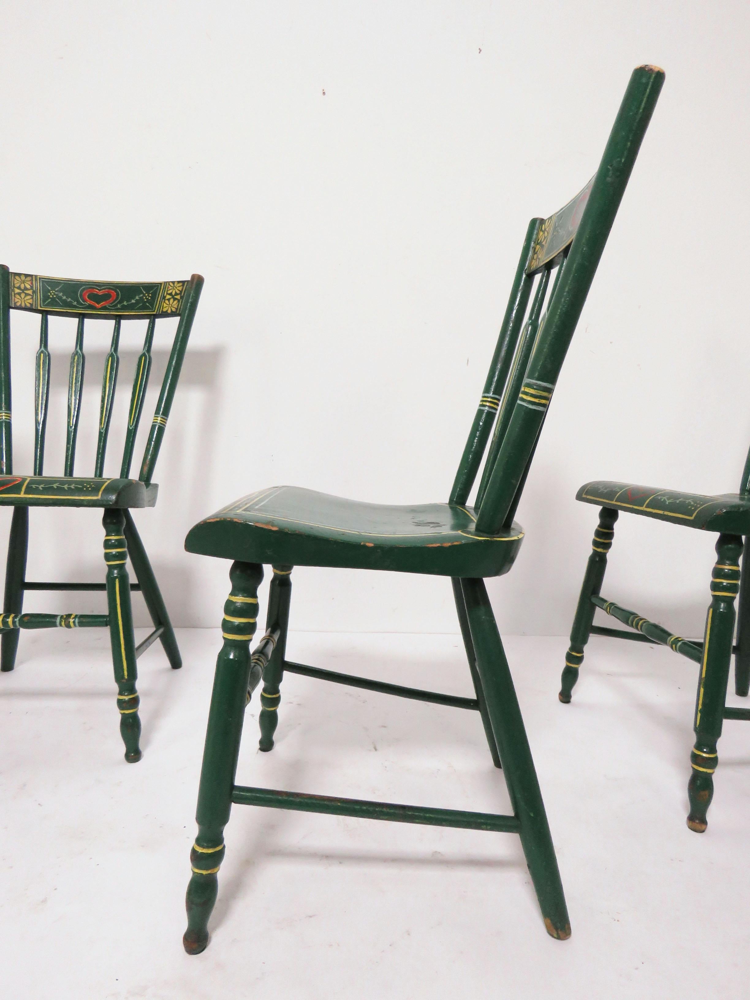 Set of Six 19th Century Pennsylvania Folk Art Painted Windsor Chairs 6