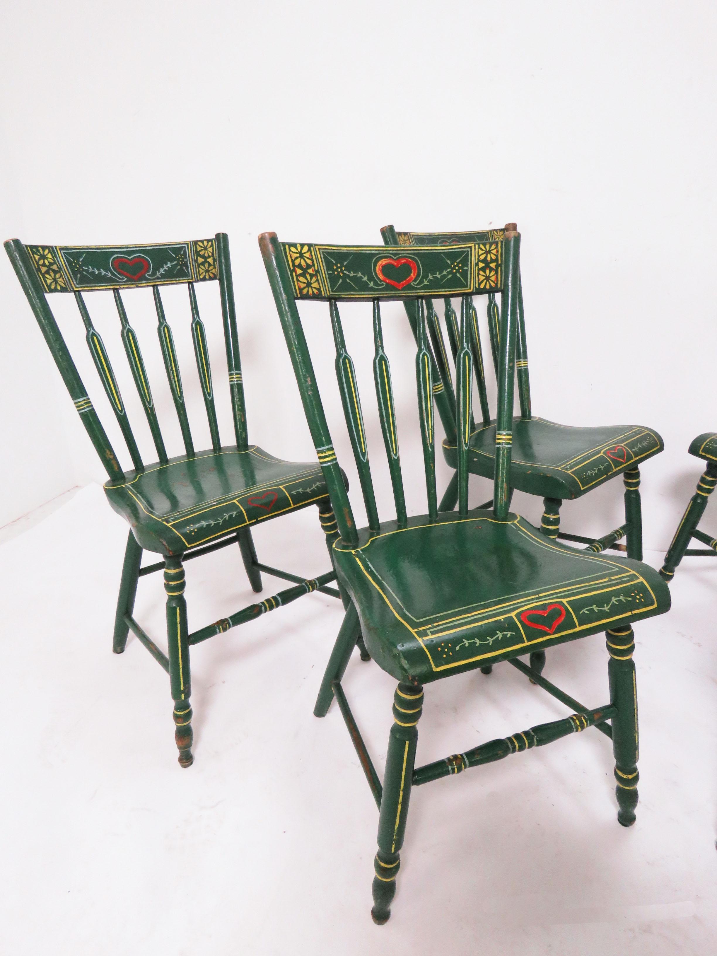 North American Set of Six 19th Century Pennsylvania Folk Art Painted Windsor Chairs