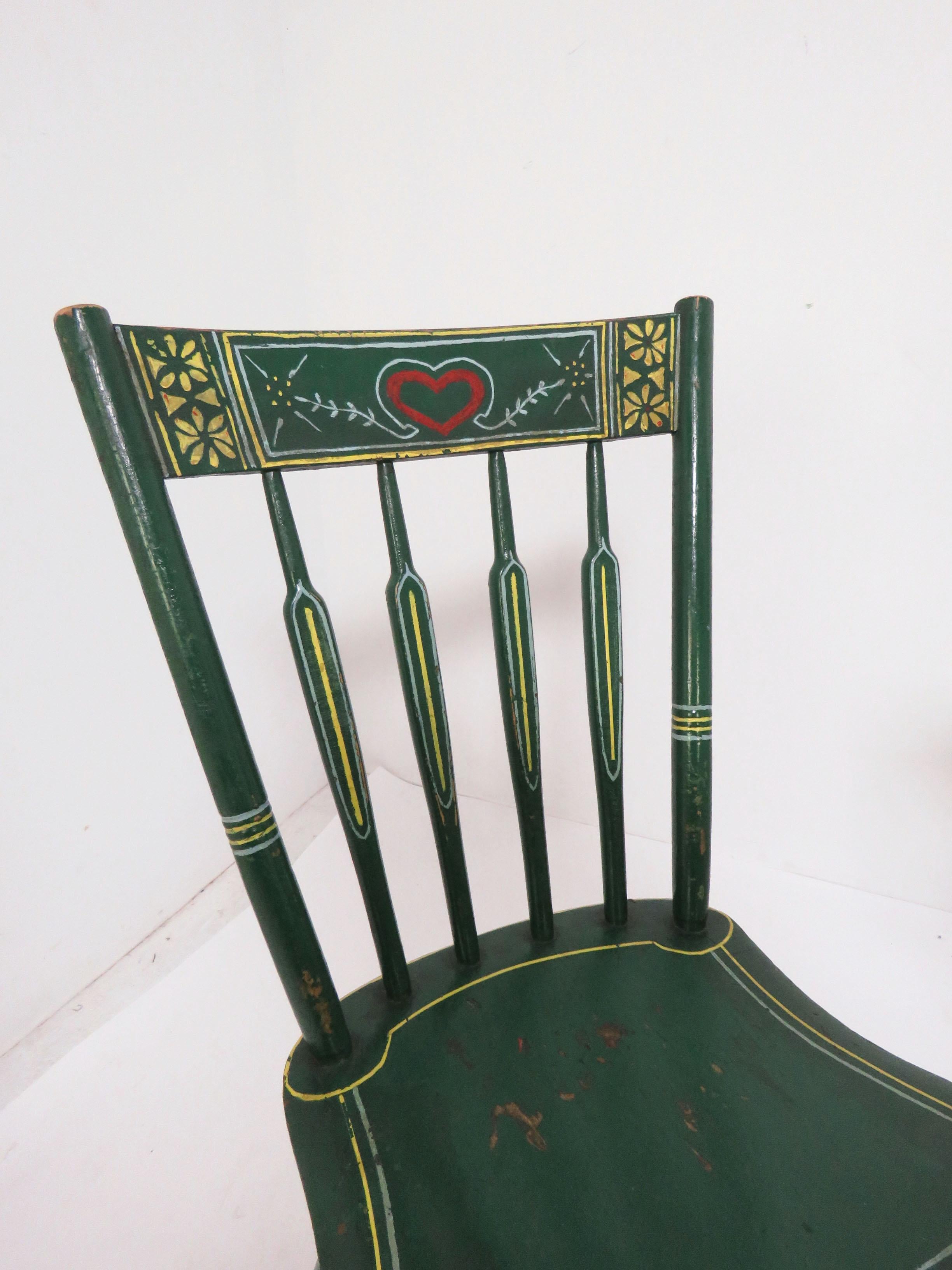 Set of Six 19th Century Pennsylvania Folk Art Painted Windsor Chairs 1