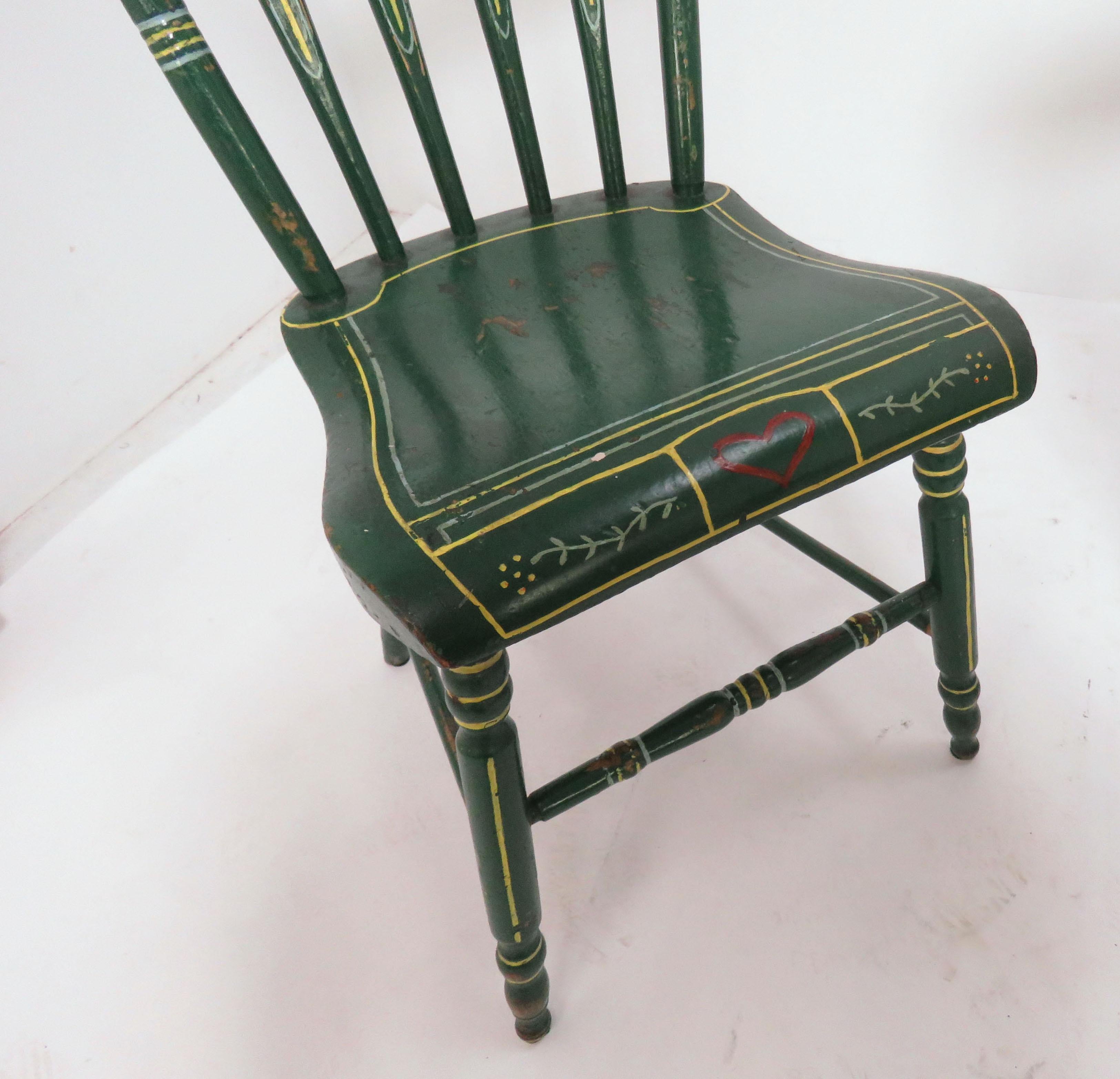 Set of Six 19th Century Pennsylvania Folk Art Painted Windsor Chairs 2