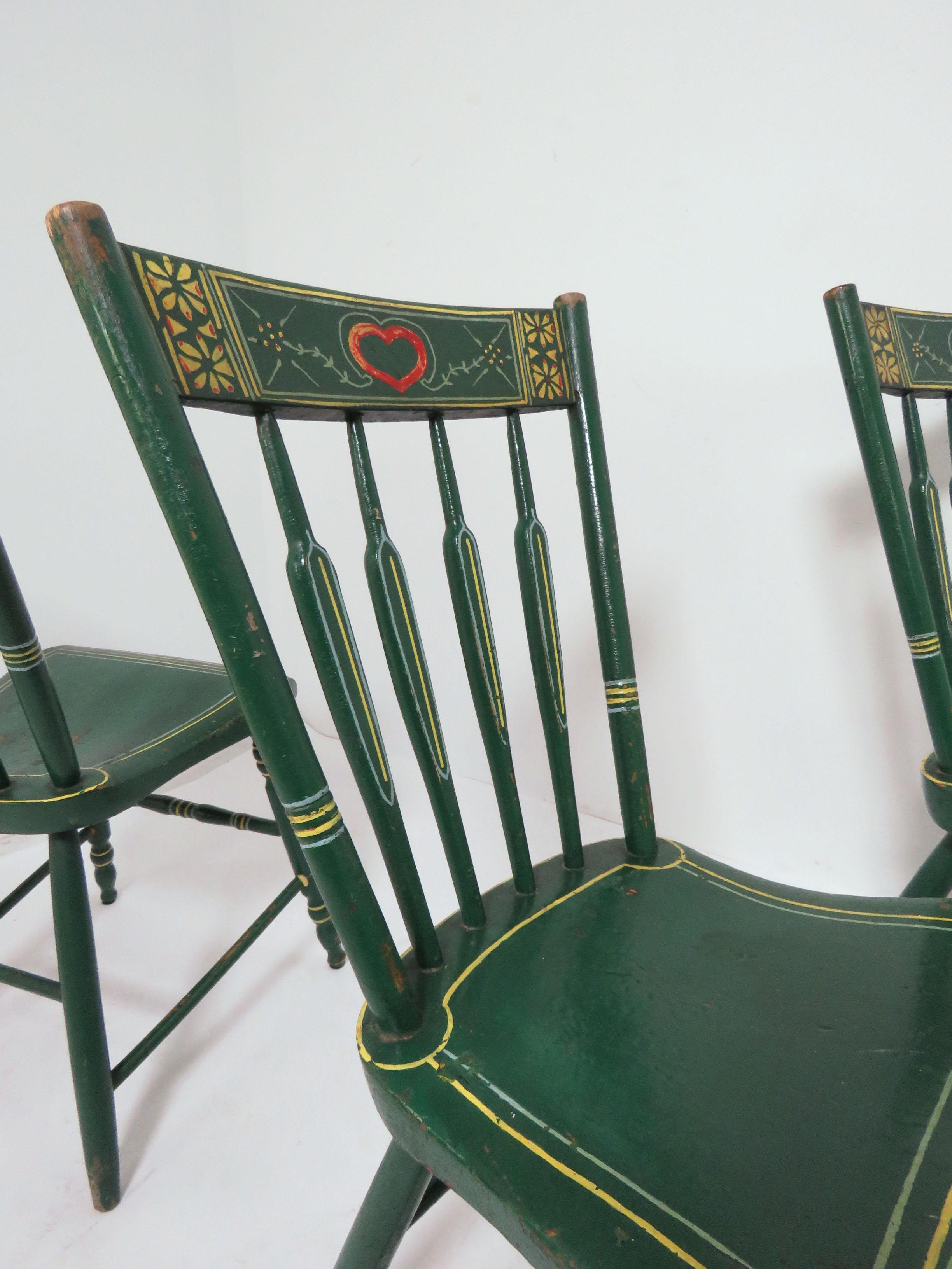 Set of Six 19th Century Pennsylvania Folk Art Painted Windsor Chairs 3