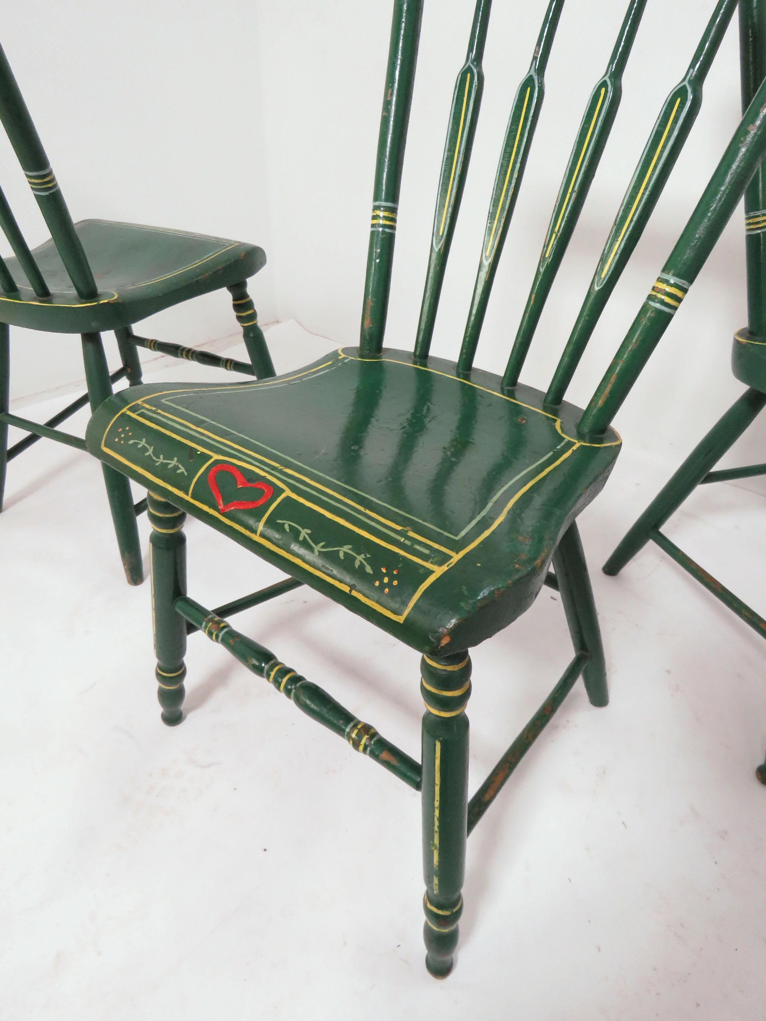 Set of Six 19th Century Pennsylvania Folk Art Painted Windsor Chairs 4