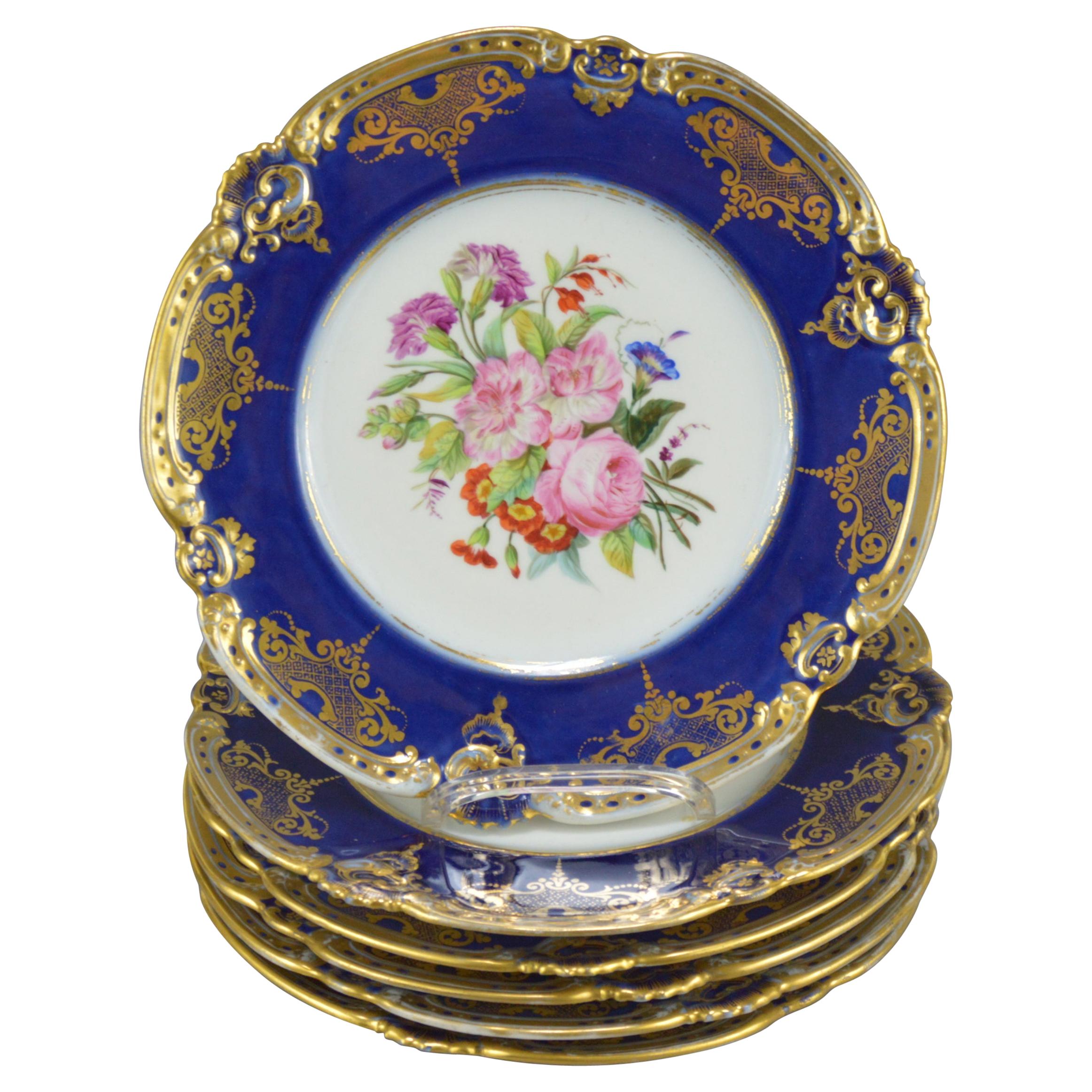 Set of Six Old Paris Porcelain Plates Laroche a L’escalier de Cristal