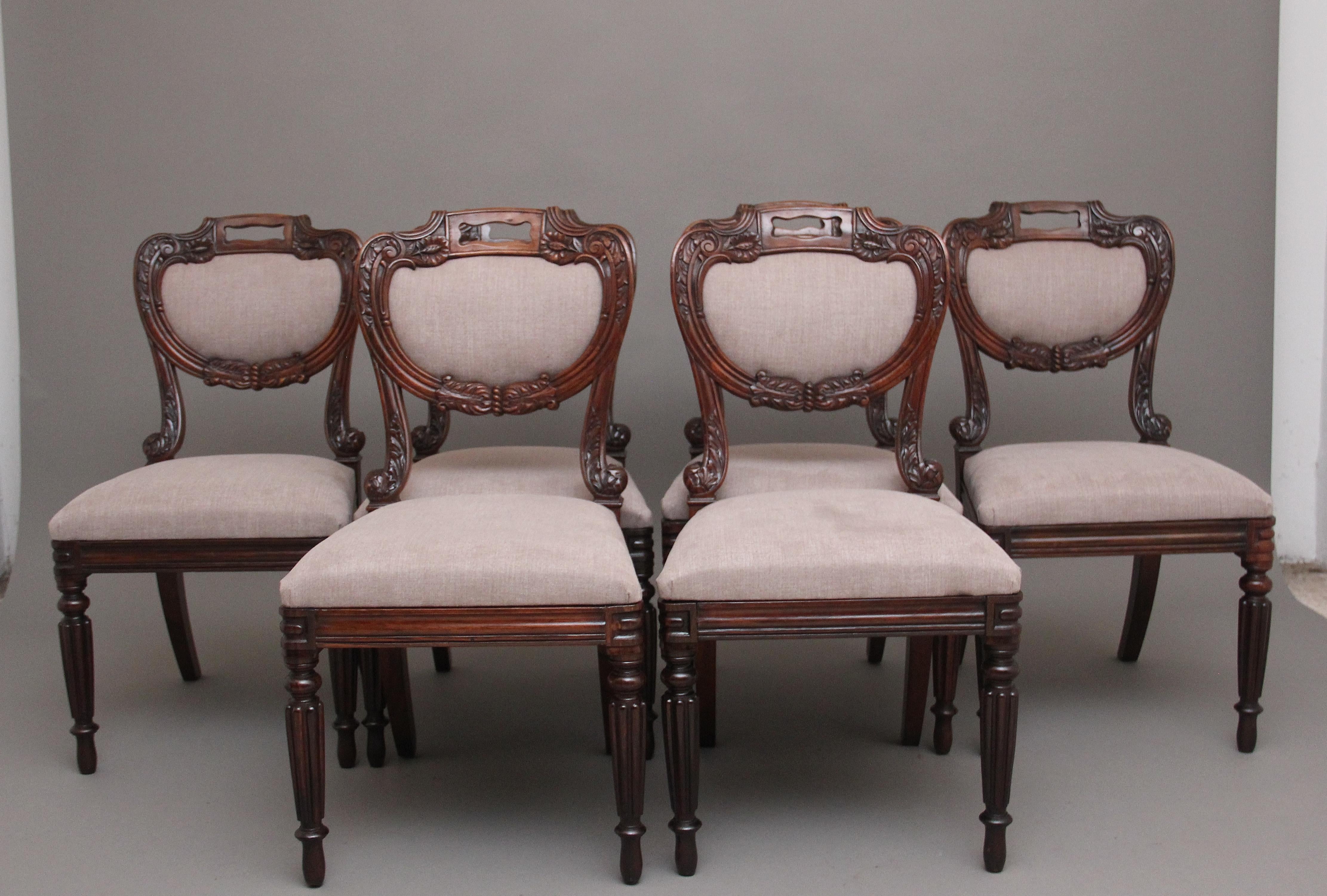 Set of Six Anglo Indian Rosewood Dining Chairs For Sale 4