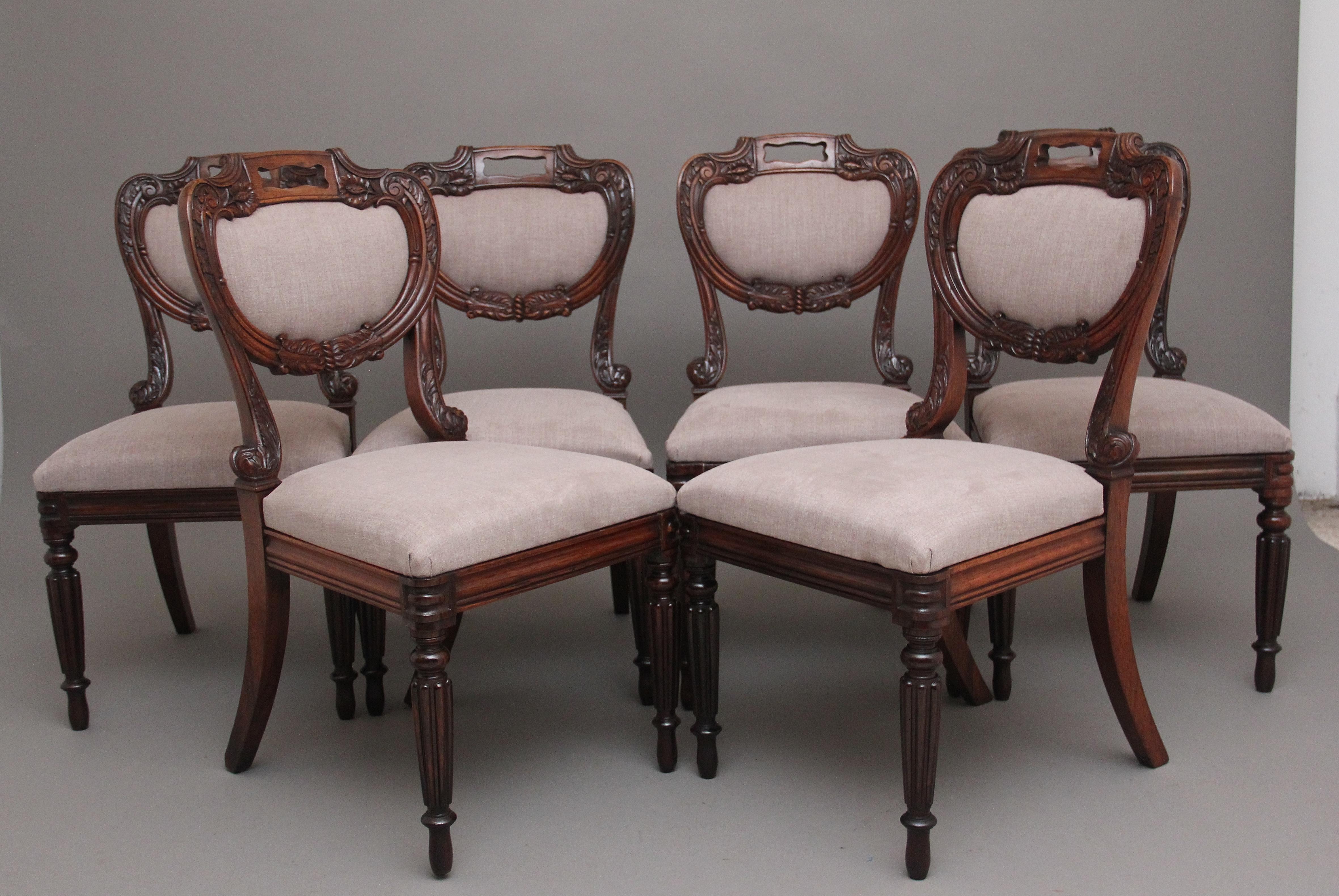 Set of Six Anglo Indian Rosewood Dining Chairs For Sale 5