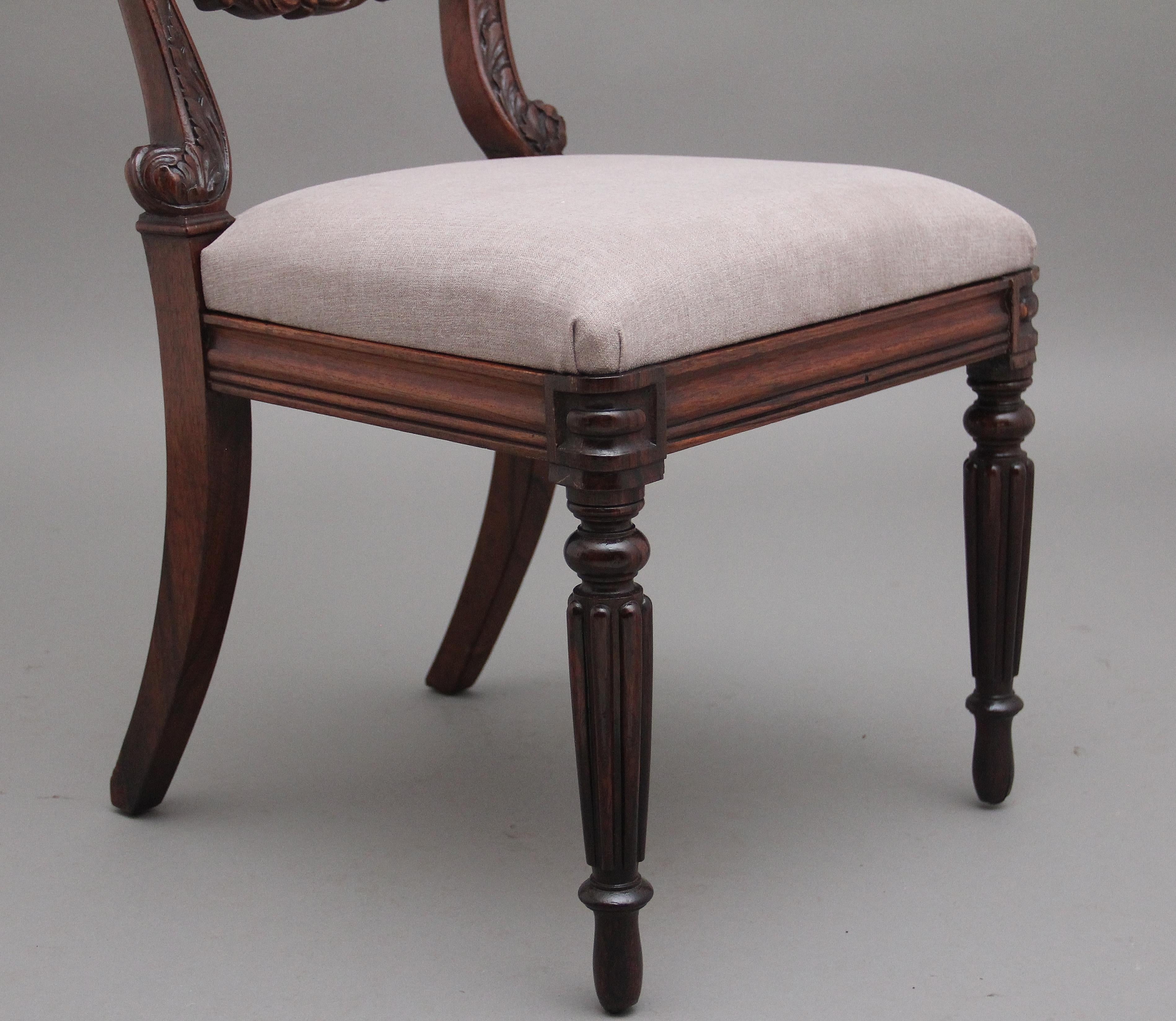 Set of Six Anglo Indian Rosewood Dining Chairs For Sale 2