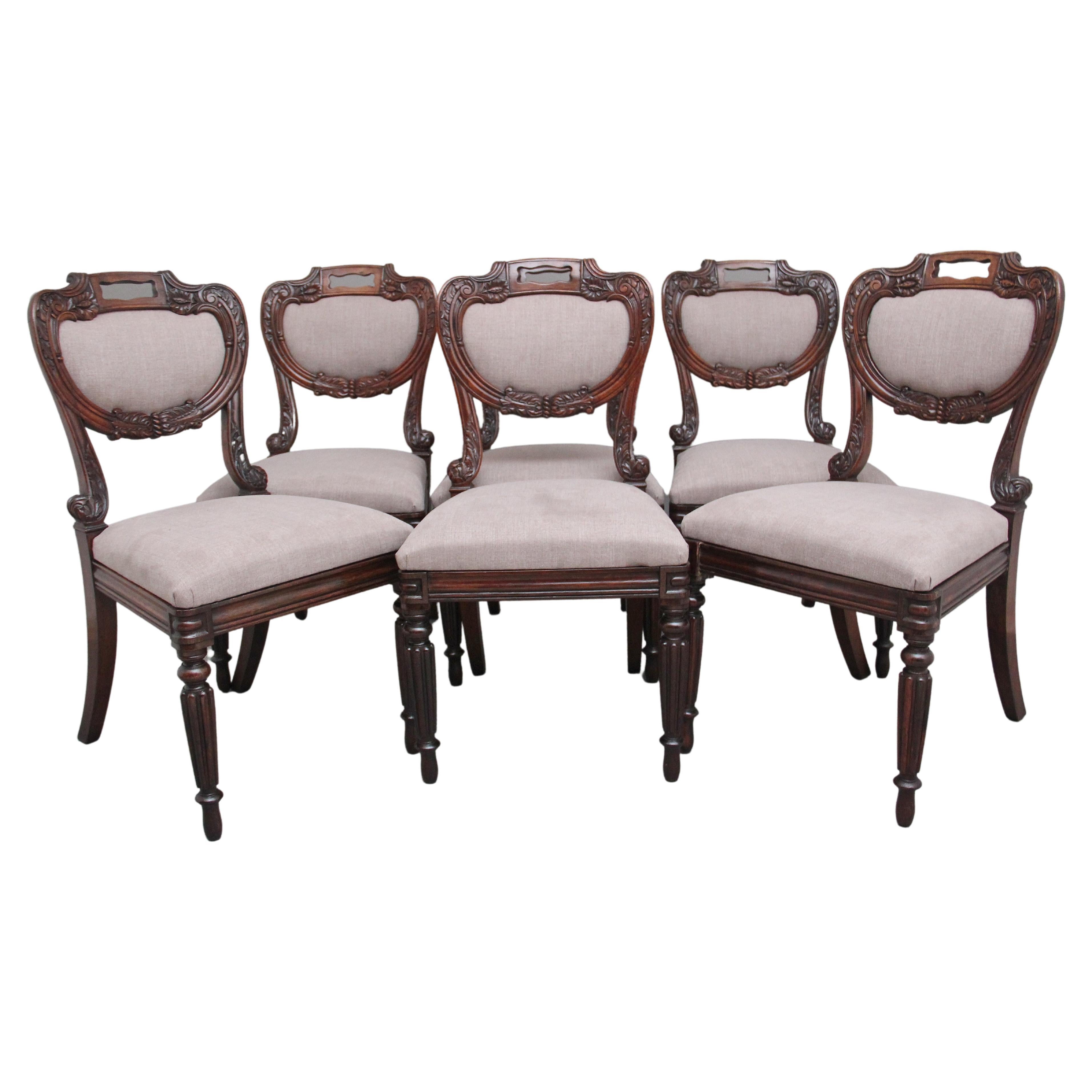 Set of Six Anglo Indian Rosewood Dining Chairs For Sale