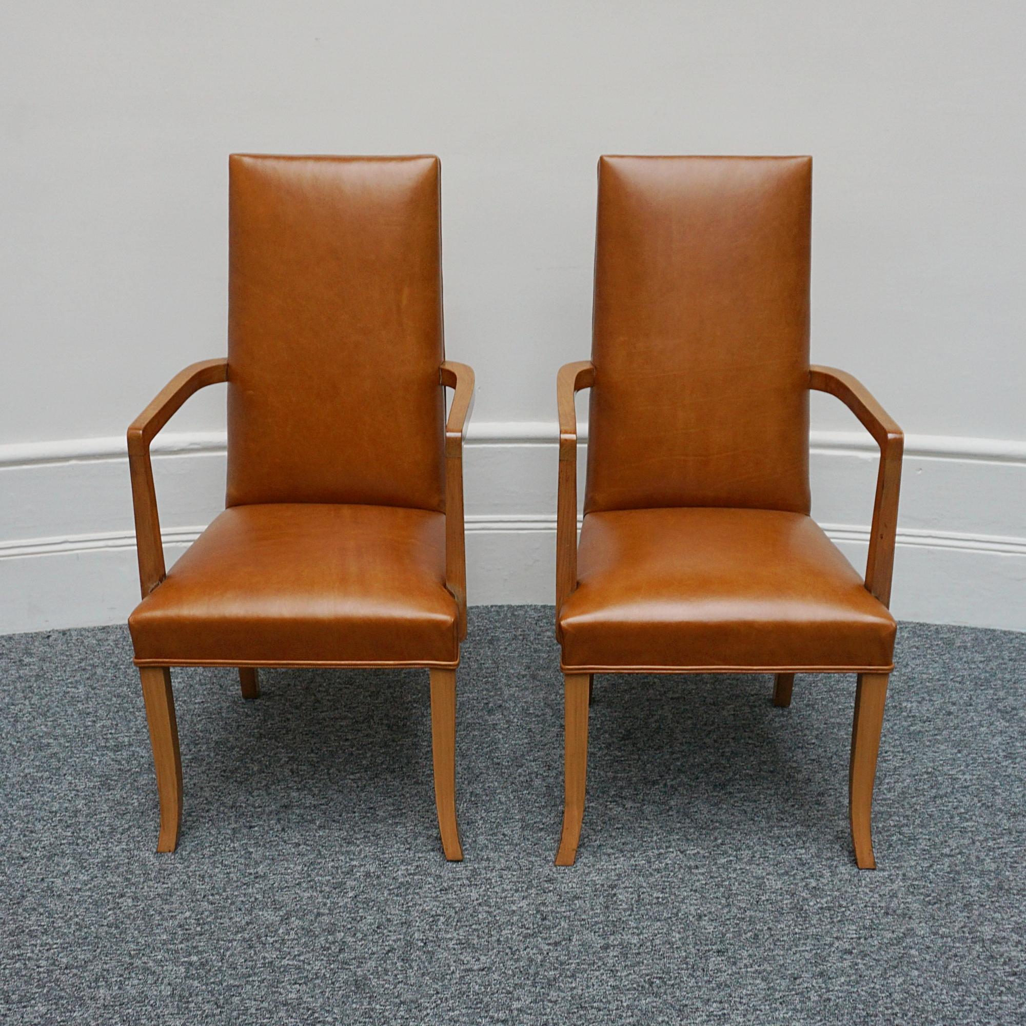 A Set of Six Art Deco Dining Chairs and Two Carver Armchairs by Hille of London 5