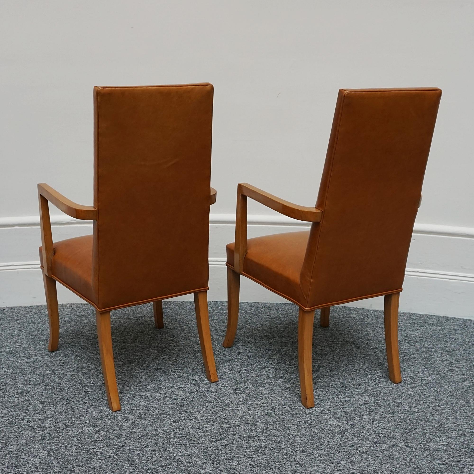 A Set of Six Art Deco Dining Chairs and Two Carver Armchairs by Hille of London 2