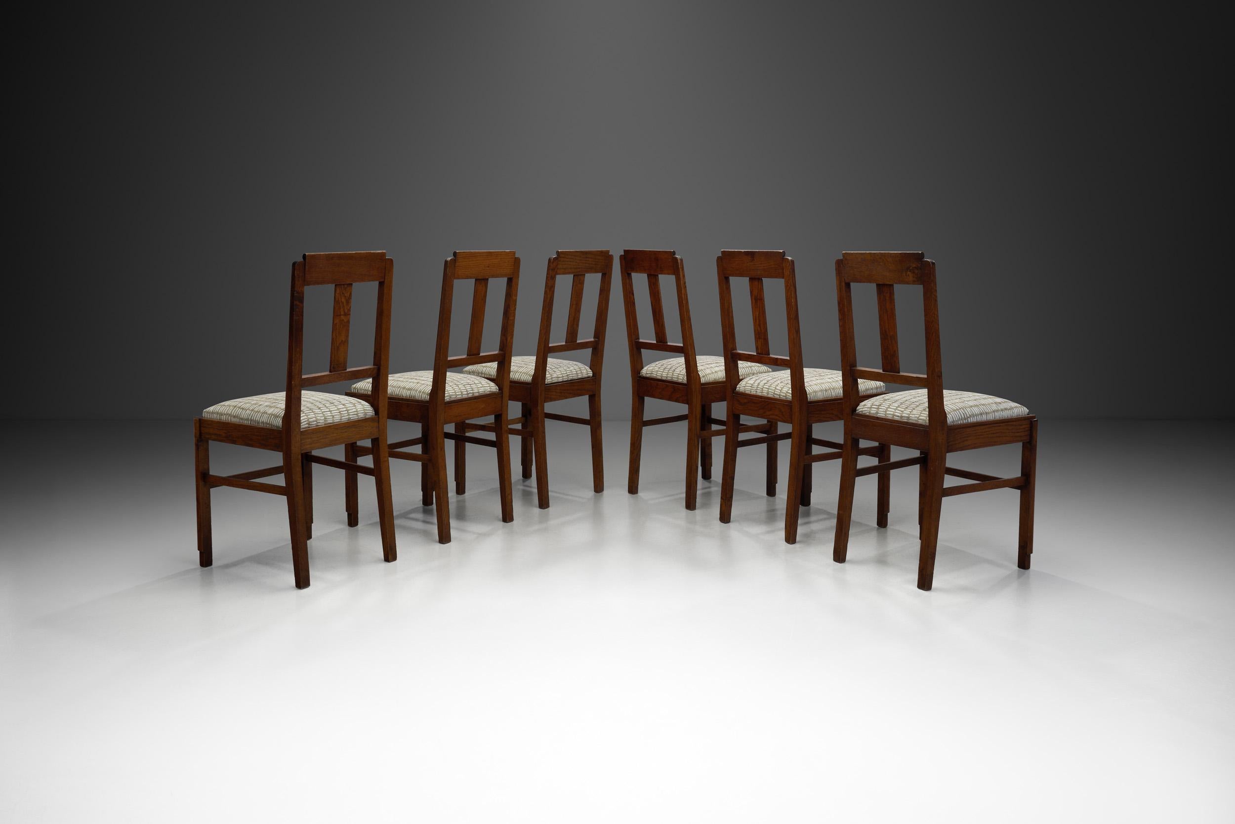 Set di sei sedie da pranzo Art Déco, Europa Inizio XX secolo In condizioni buone in vendita a Utrecht, NL